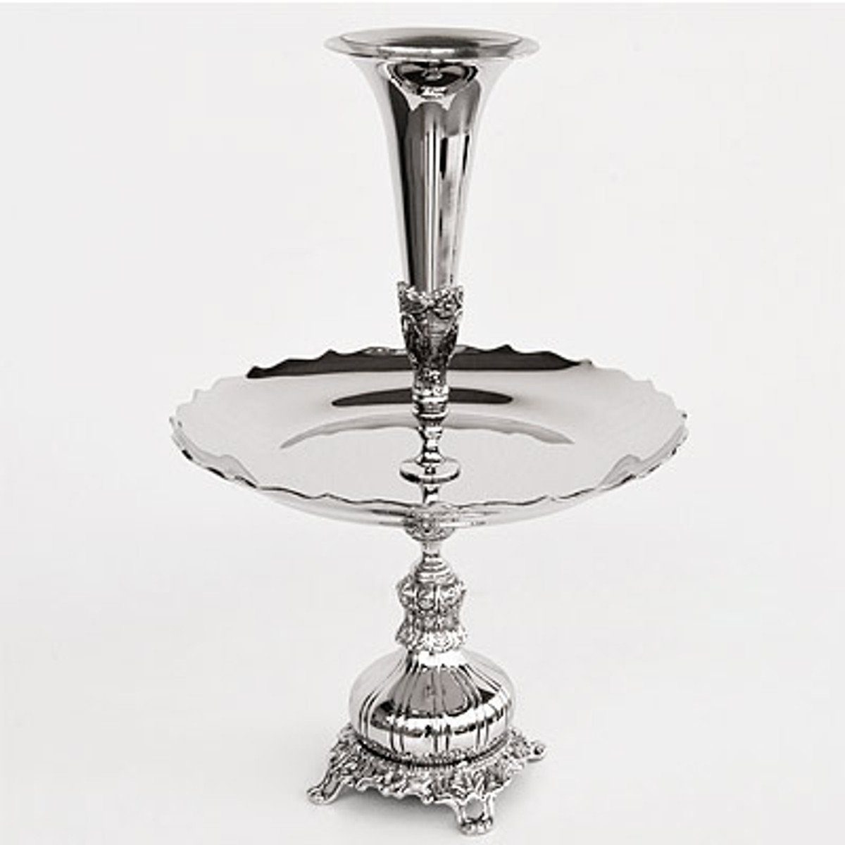 Padrino Dekoobjekt Etagere - - Casa Obstvase Barock Luxus Hotel - Dekoration Silber Blumengefäss Vase