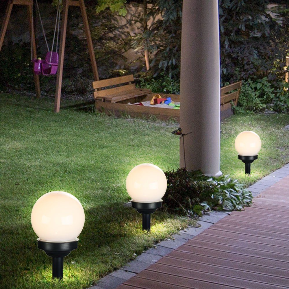 Außen Globo verbaut, LED-Leuchtmittel Set Steckleuchten fest LED Solar LED 4er Solarleuchte, Blumentopf Solarleuchte