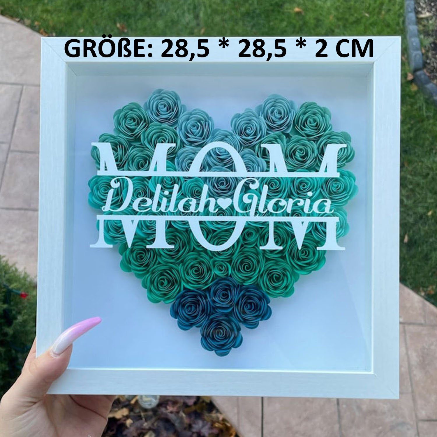 Geburtstagsgeschenk 10 Box, Mom und Zoll Flower als für Rosenrahmen Grün Oma Einzelrahmen MAGICSHE 3D Ein Shadow Farbverlauf Mama Flower Fotorahmen Frame
