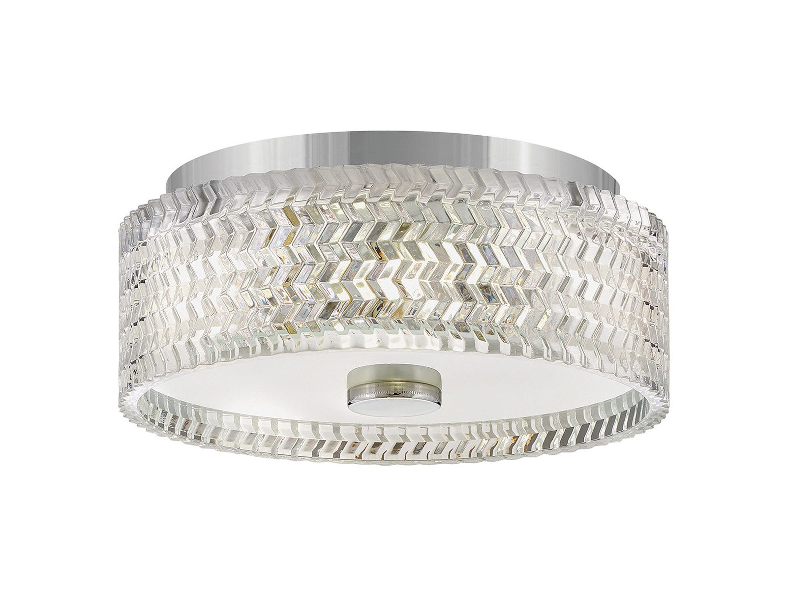 HINKLEY Lighting LED Deckenleuchte mit Chevron Glas Lampenschirm Ø 30,5cm, Dimmfunktion, LED wechselbar, Warmweiß, inkl. Leuchtmitteln in 3 Stufen dimmbar über Licht-Schalter