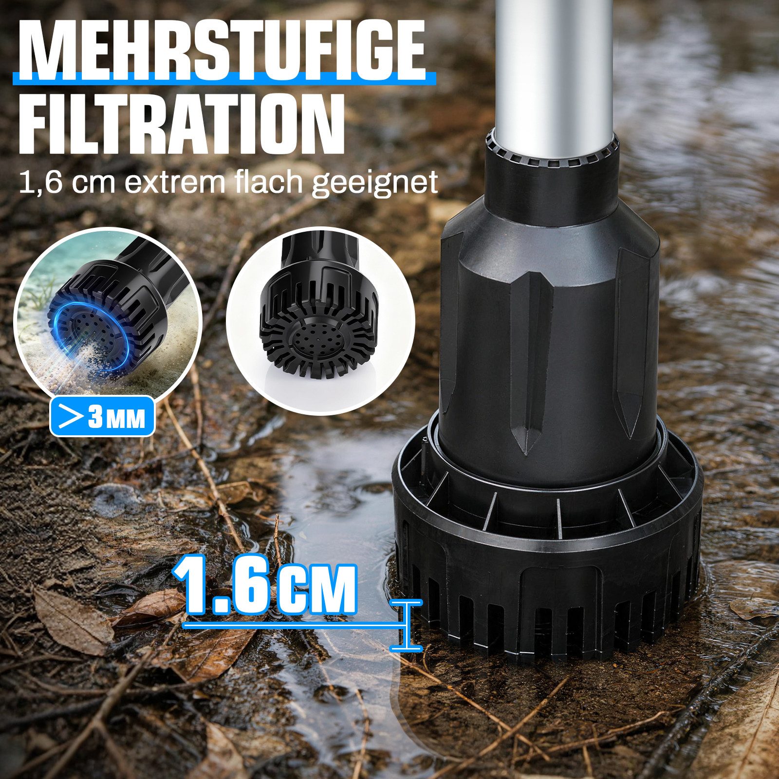 XIIW Akku-Gartenpumpe 15000RPM Akku Regenfasspumpe mit 2×4,0Ah Kabellose Stabwasserpumpe (10m Förderhöhe, Stab-Transferpumpe mit Gartensprühdüse & 2m Schlauch), für Pool/Garten/Teich/Wohnmobil/Boot