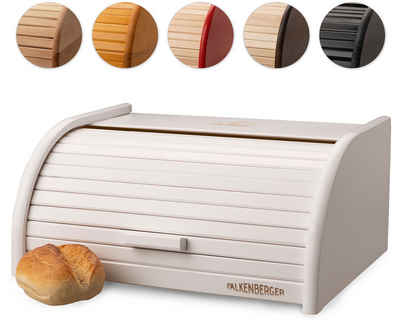 FALKENBERGER Brotkasten Brotkasten Weiß 39,1x28,7x17,7cm, Holz, (1-tlg., 1 Teilig), Rollbrotkasten traditionell Brotbox mit Roll-Deckel für Brot Handmade