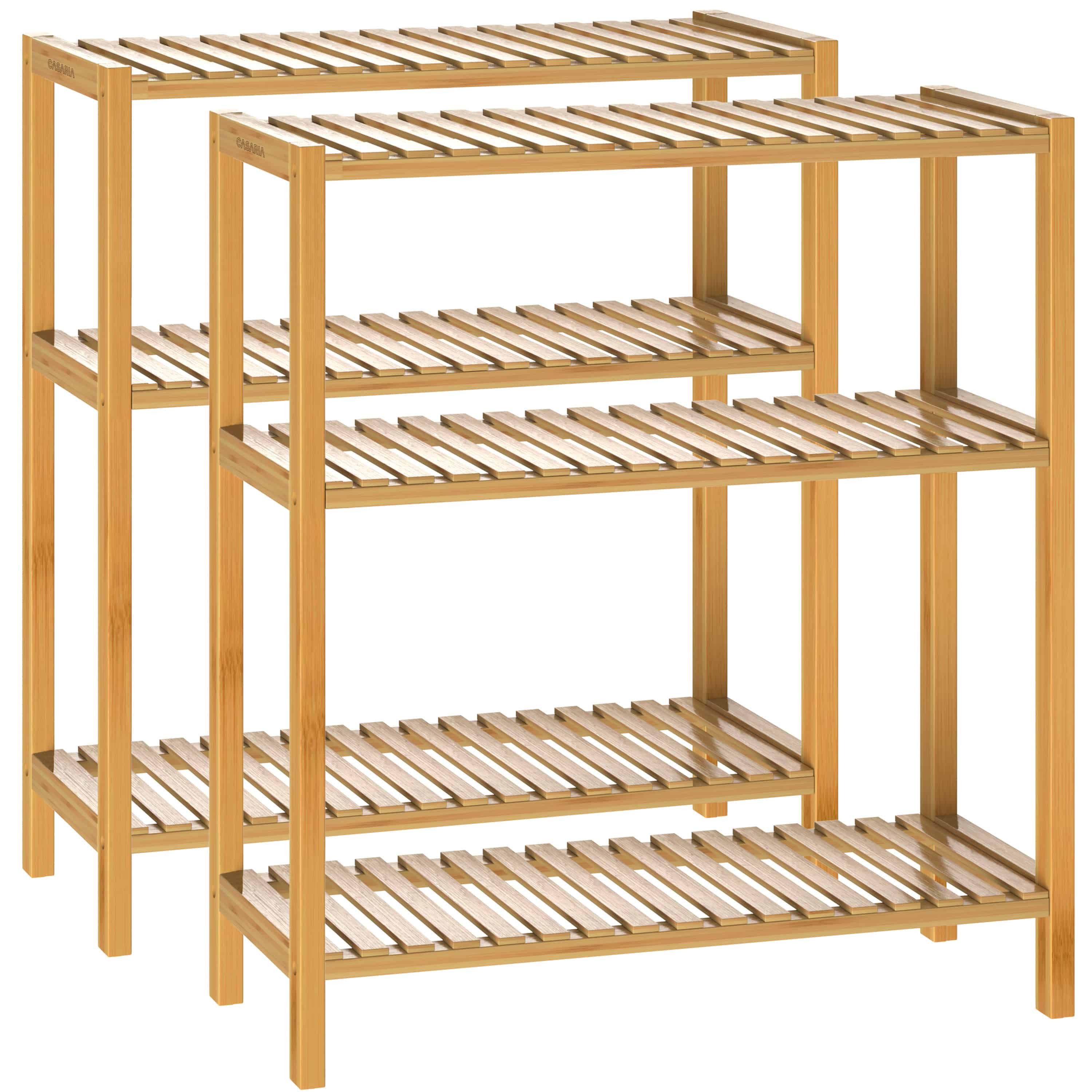 Casaria Standregal, Regal Stehend Holz 3 Ablagen 30kg Belastbar Schmal Küche Klarlack