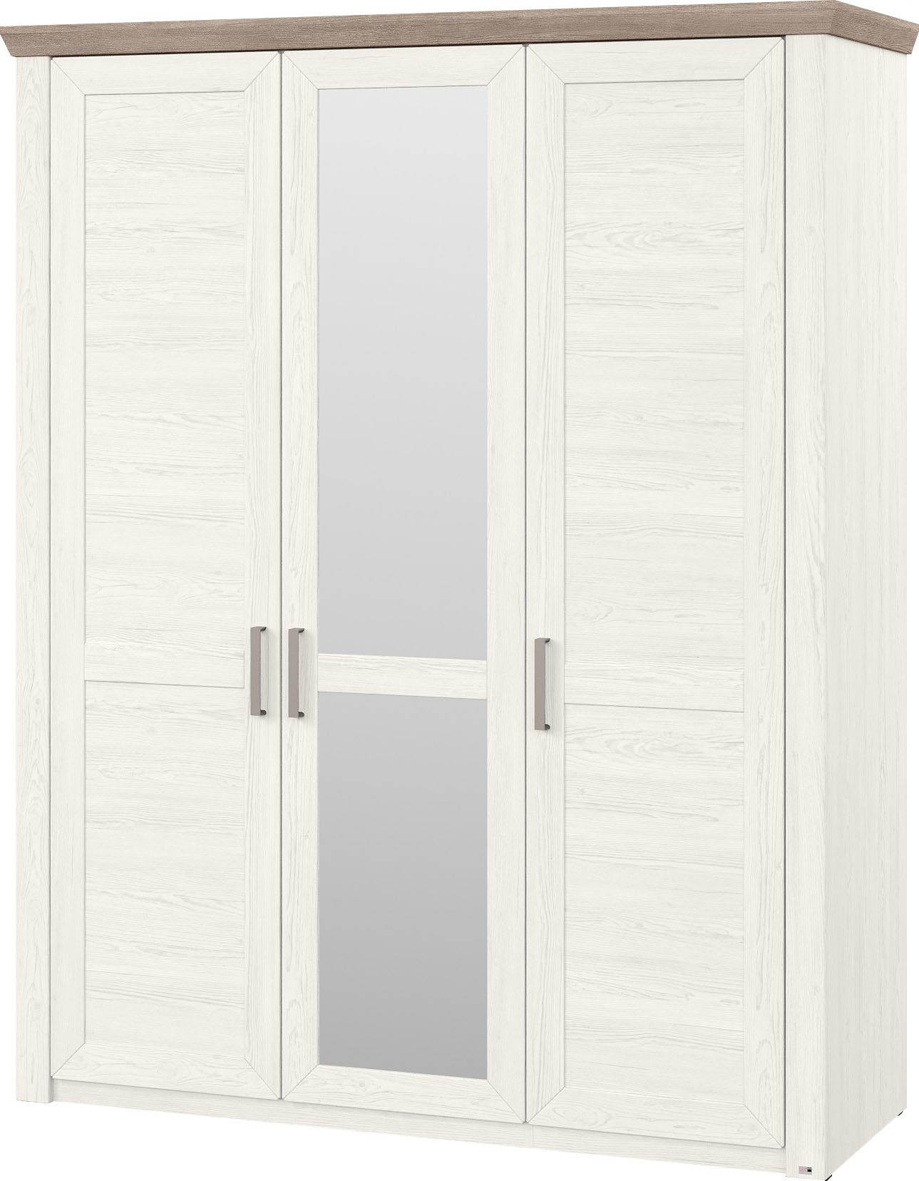 set one by Musterring Kleiderschrank York Schlafen (2-St) mit Holz- und Spiegeltüren, inkl. Kranz in Eiche, Höhe 207 x T60 cm