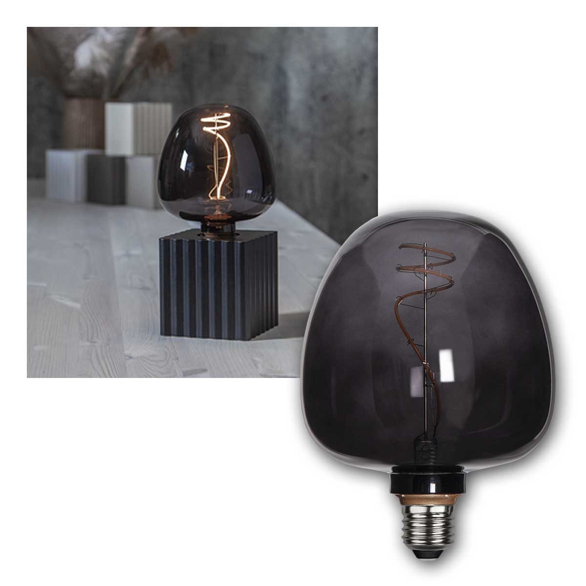 STAR TRADING LED-Leuchtmittel E27 Design Birne APPLE Filament, black 170x12 günstig online kaufen