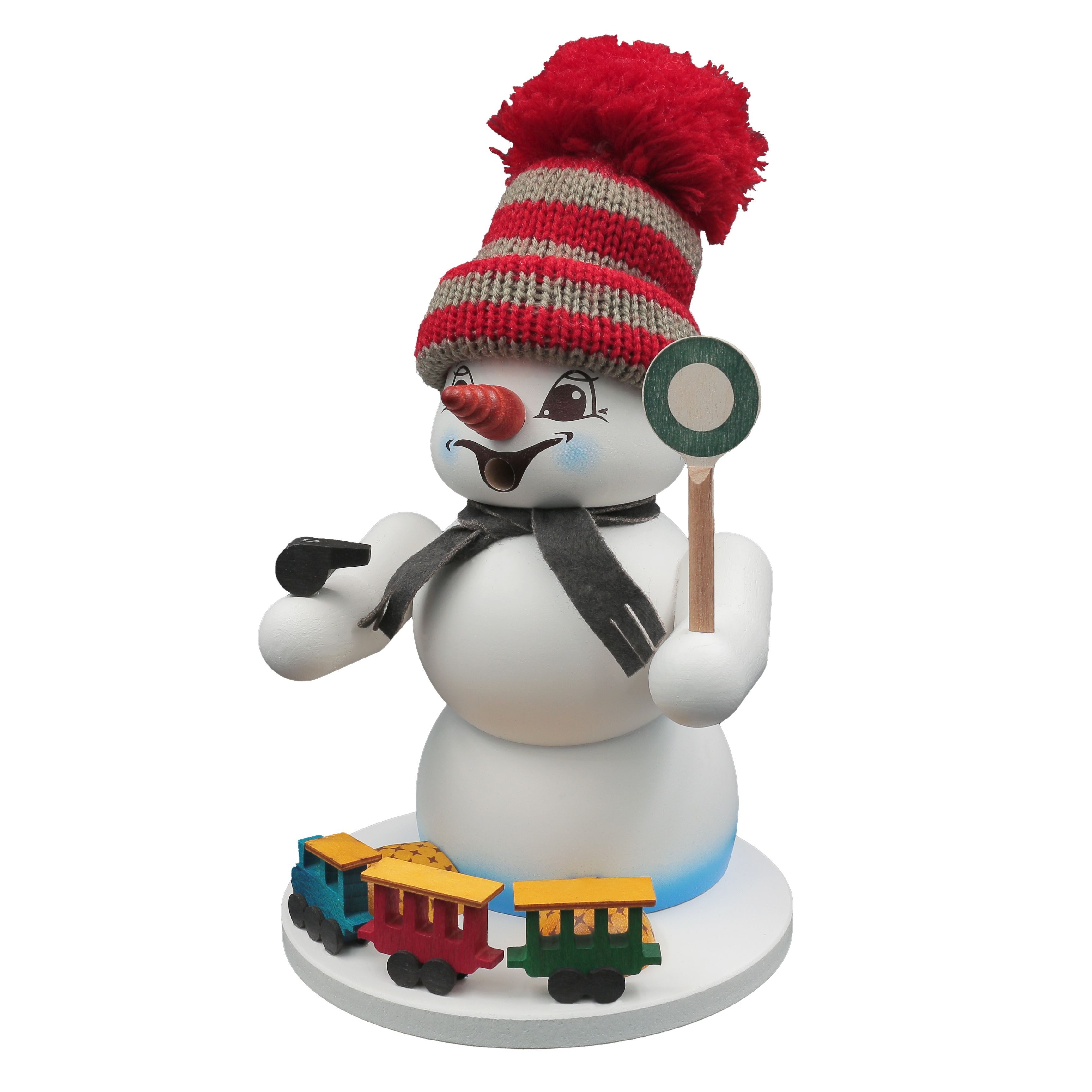 Schweda Räuchermännchen - Schneemann Weiß 19 cm - Eisenbahner