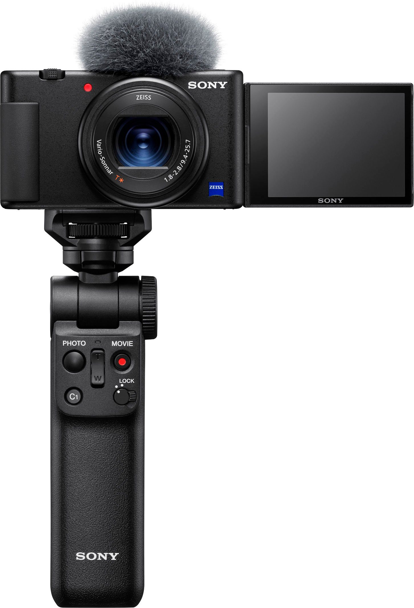 Sony Vlog-Kamera ZV-1 Kompaktkamera (20,1 MP, Bluetooth, WLAN (WiFi),  Selfie Stick GPVPT2BT.SYU)