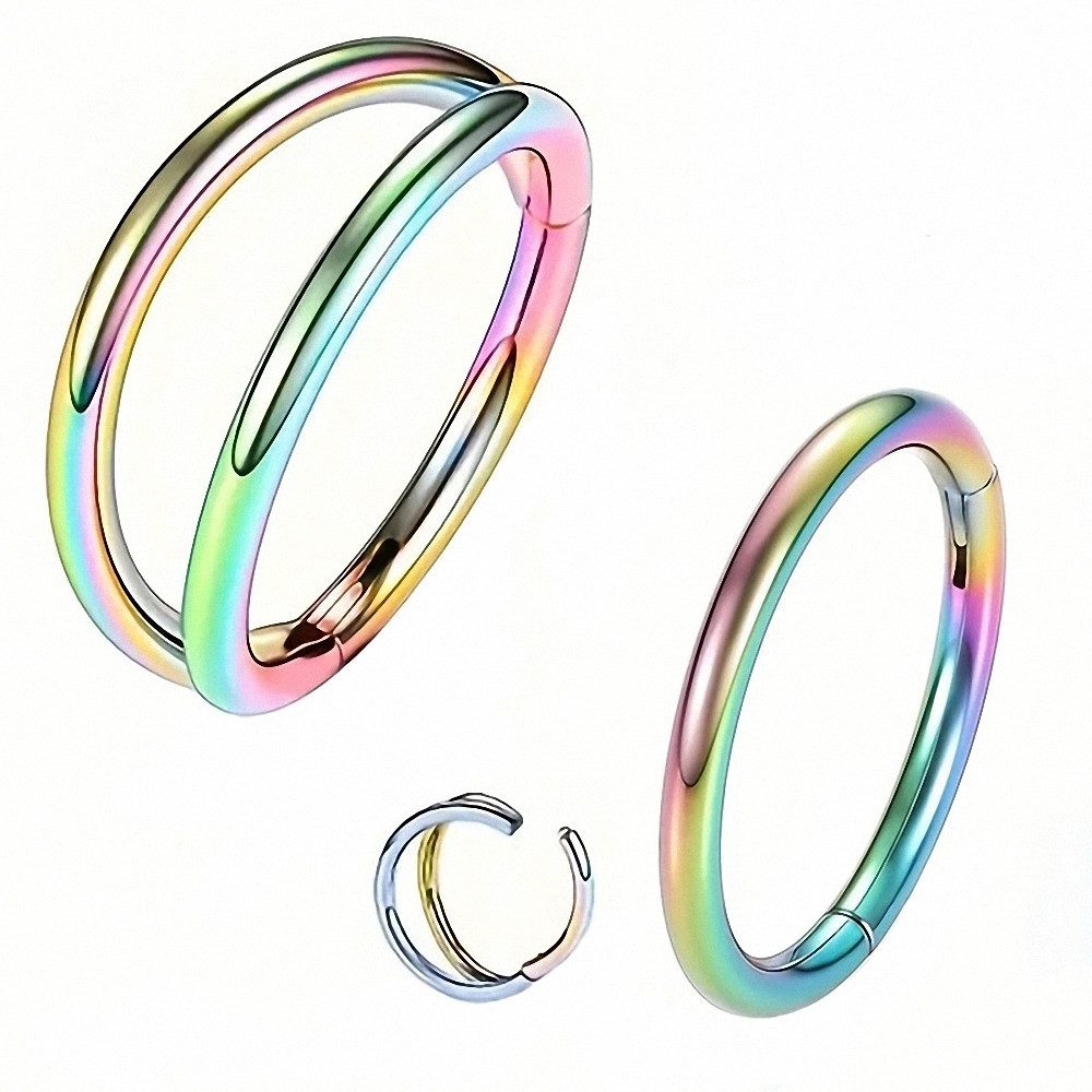Taffstyle Nasenpiercing 2er Set Septum Piercing Helix Daith Ohr Doppel Ring Scharnier Clicker (Nasenpiercing Nasenring Nase Ohrpiercing Cartilage Ohr Tragus Helix Orbital Daith Rook Piercing Ring Lippenpiercing)