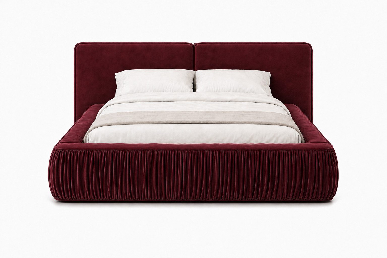 MOEBLO Polsterbett 08 (aus edlem Samt (Riviera Velours) – Modernes Designer-Doppelbett mit weich gepolstertem Kopfteil, stabilem Metall-Holz-Rahmen und großem B – Bild 5 von 5
