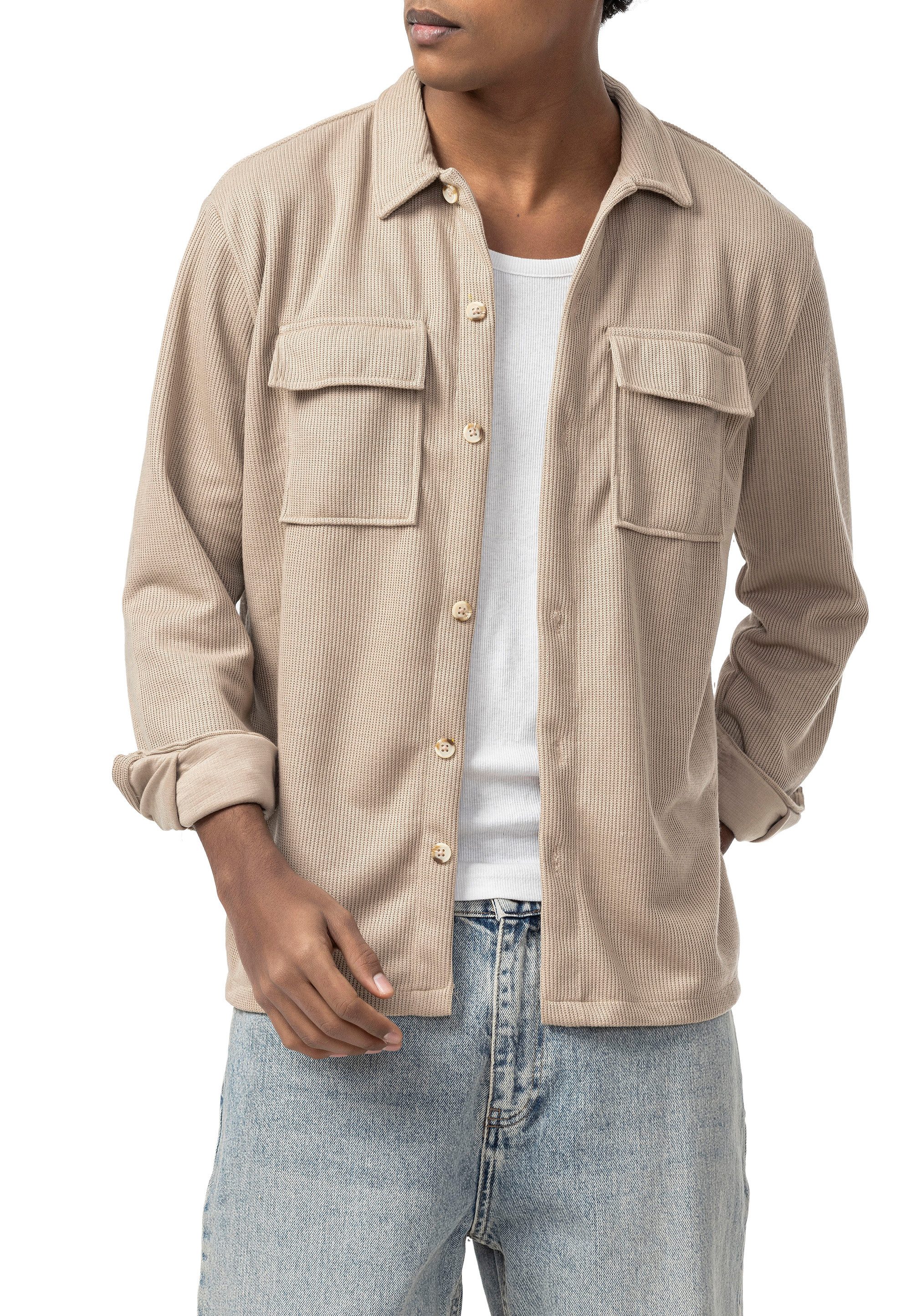 RedBridge Langarmhemd mit Brusttaschen Cordhemd mit Knopfleiste Casual