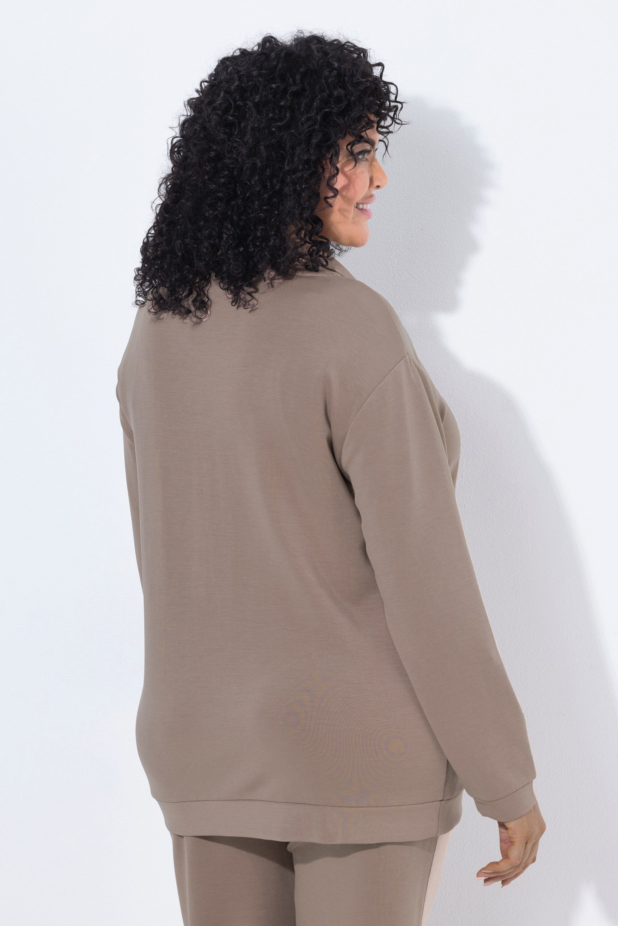 Ulla Popken Sweatjacke Sweatjacke Ziersteine Stehkragen Langarm Modalmix – Bild 3 von 4
