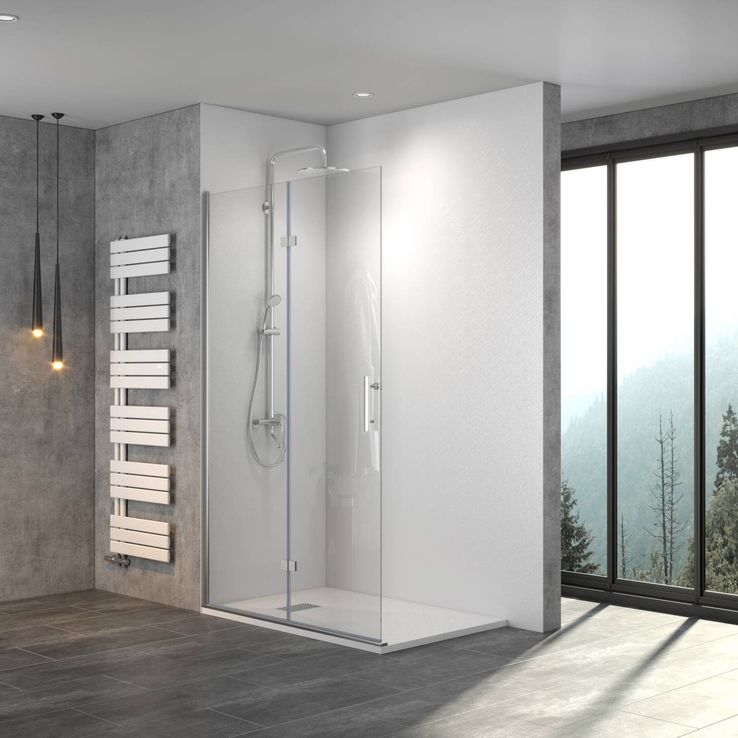 Duschwand Walk In Dusche 70-120cm x 195cm Duschkabine Falttür Duschtür