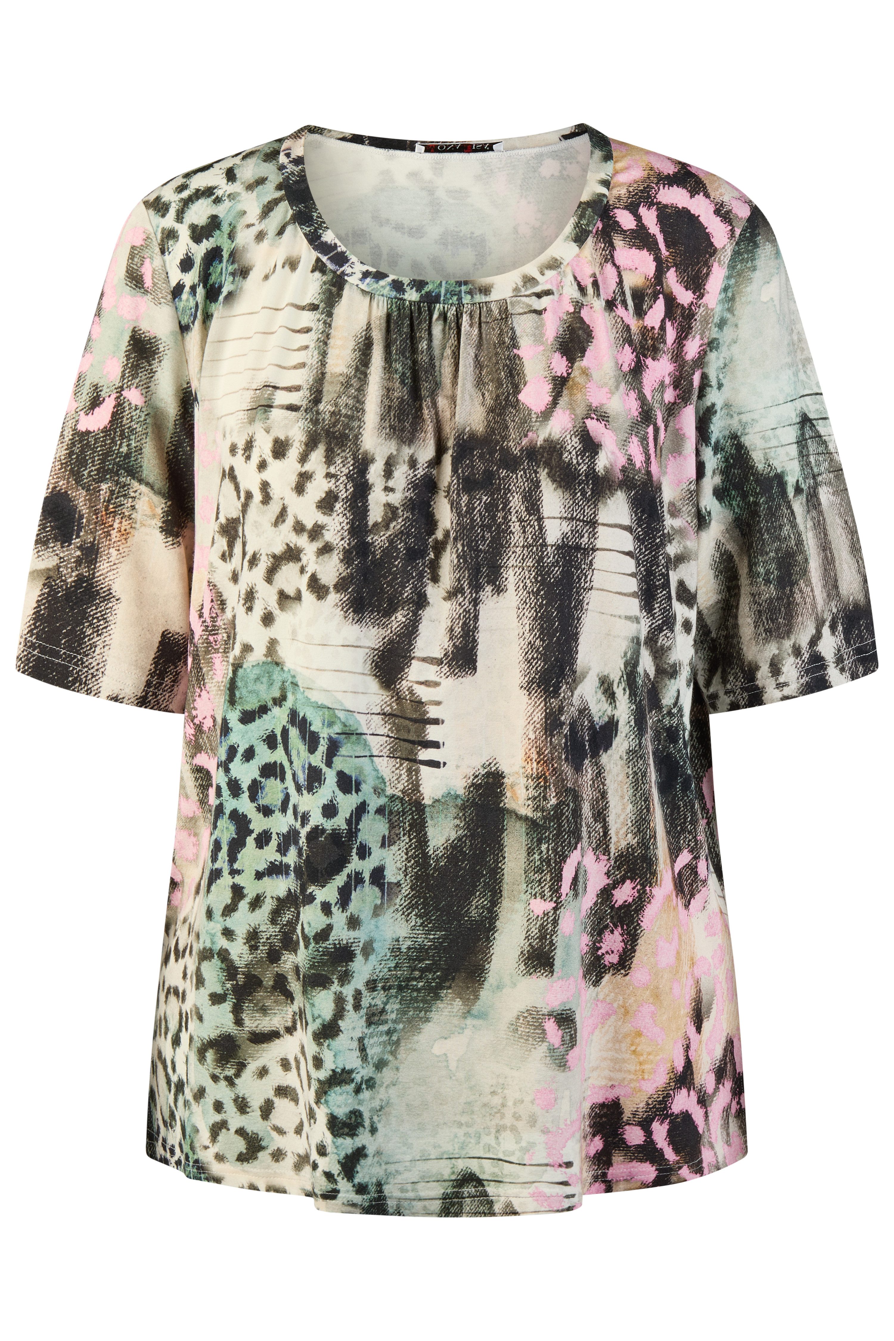 Mona Lisa Print-Shirt Große Größen - in modernem Salbei-Print aus hochwertige Viskosemischung