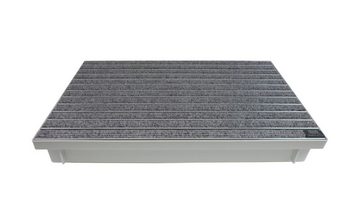 Fußmatte EMCO 60x40cm Eingangsmatte DIPLOMAT Rips hellgrau 22mm + ACO Bodenwanne Fußmatte Türmatte Abstreifer Fußabtreter, Emco, rechteckig, Höhe: 75 mm, für den Innenbereich und überdachten Außenbereich