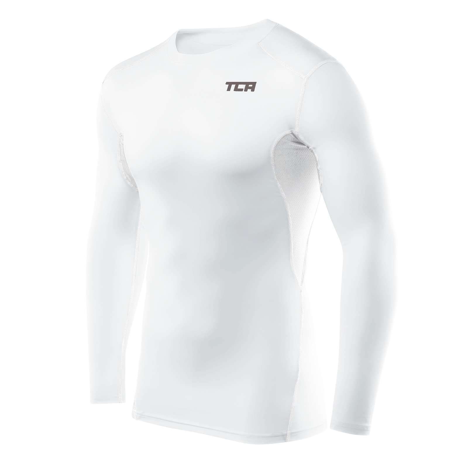 TCA Langarmshirt TCA Herren HyperFusion Kompressionsshirt Langarm Sportshirt - Weiss | Shirts
