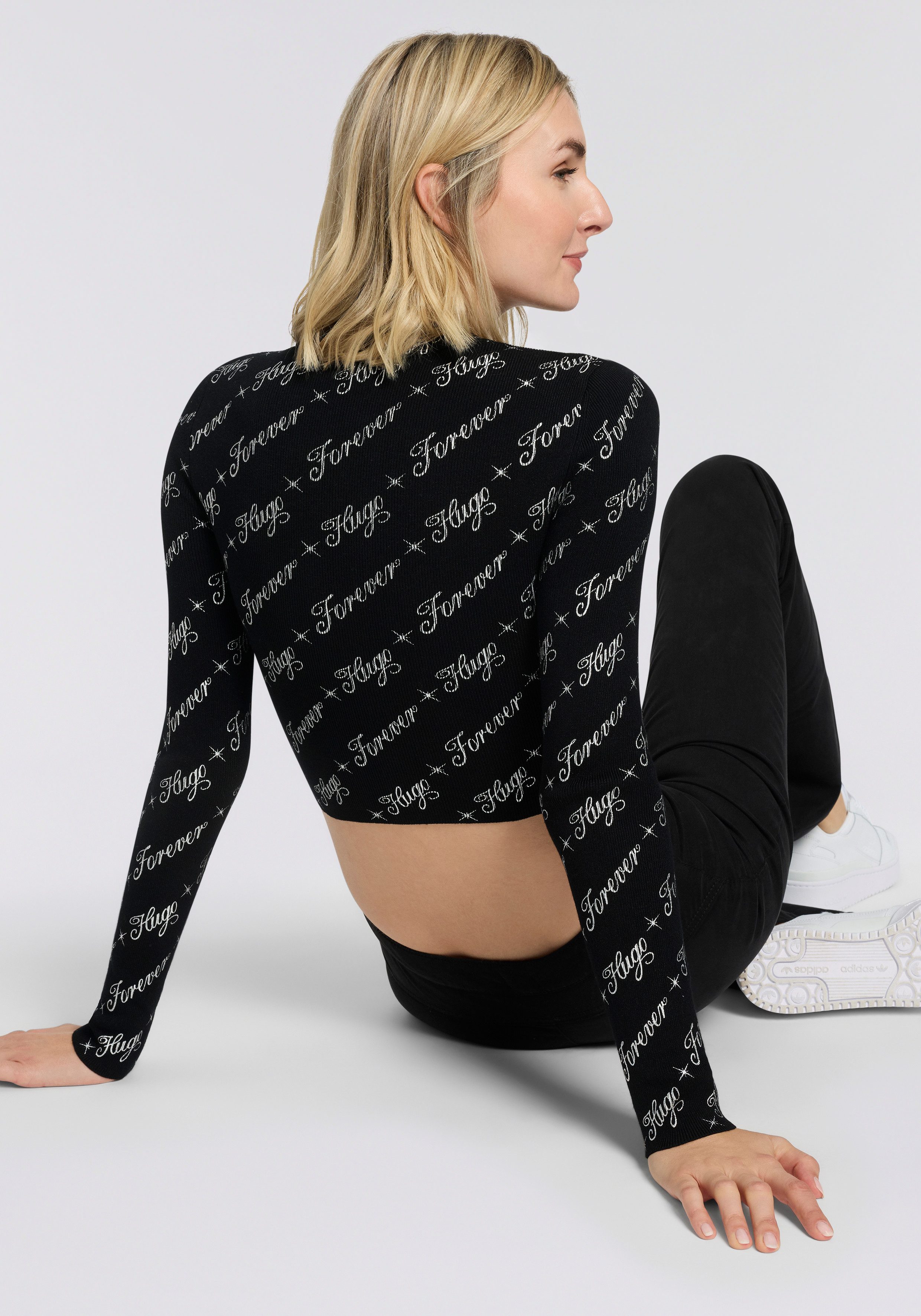 HUGO Blue Langarmshirt Soiler mit All-Over-Print, cropped günstig online kaufen