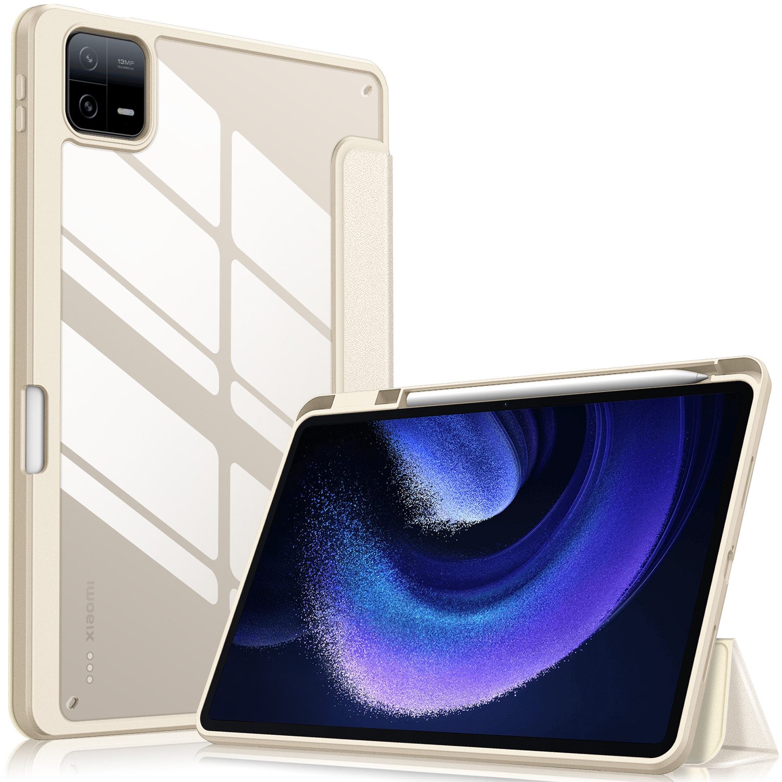 Fintie Tablet-Hülle Hybrid Hülle für Xiaomi Pad 6 / Xiaomi Pad 6 Pro 11 Zoll 2023, Stoßfeste Abdeckung mit Transparent Hartschalen Rückseite, Stifthalter