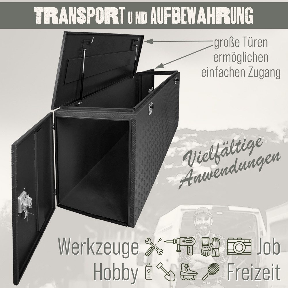 Trucky Anhänger-Deichselbox Truckbox Werkzeugkiste Anhängerbox Schwarz Alubox Deichselbox P900