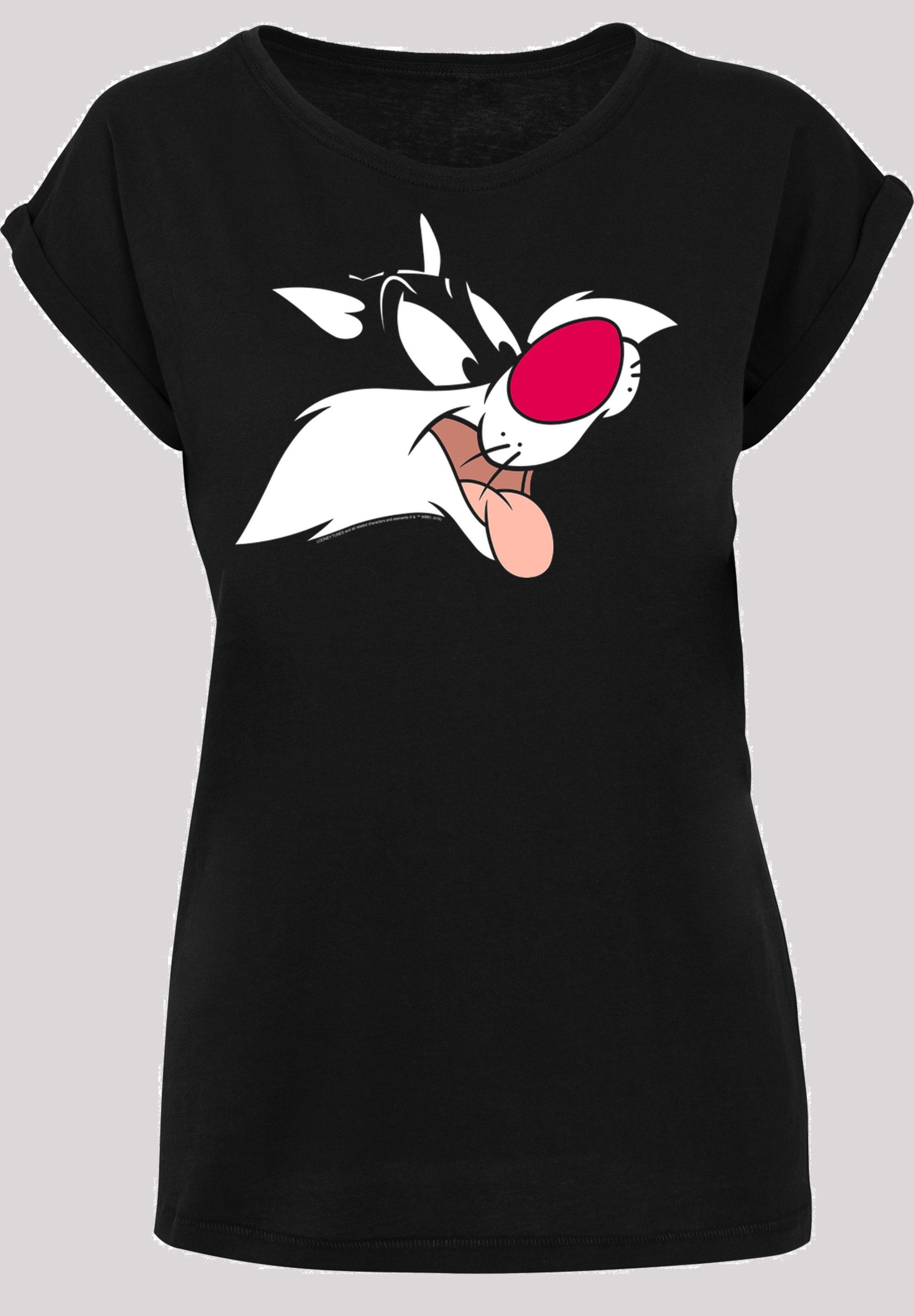 F4NT4STIC Kurzarmshirt Damen (1-tlg) Shoulder Tee Ladies Sylvester Looney Tunes with Extended
