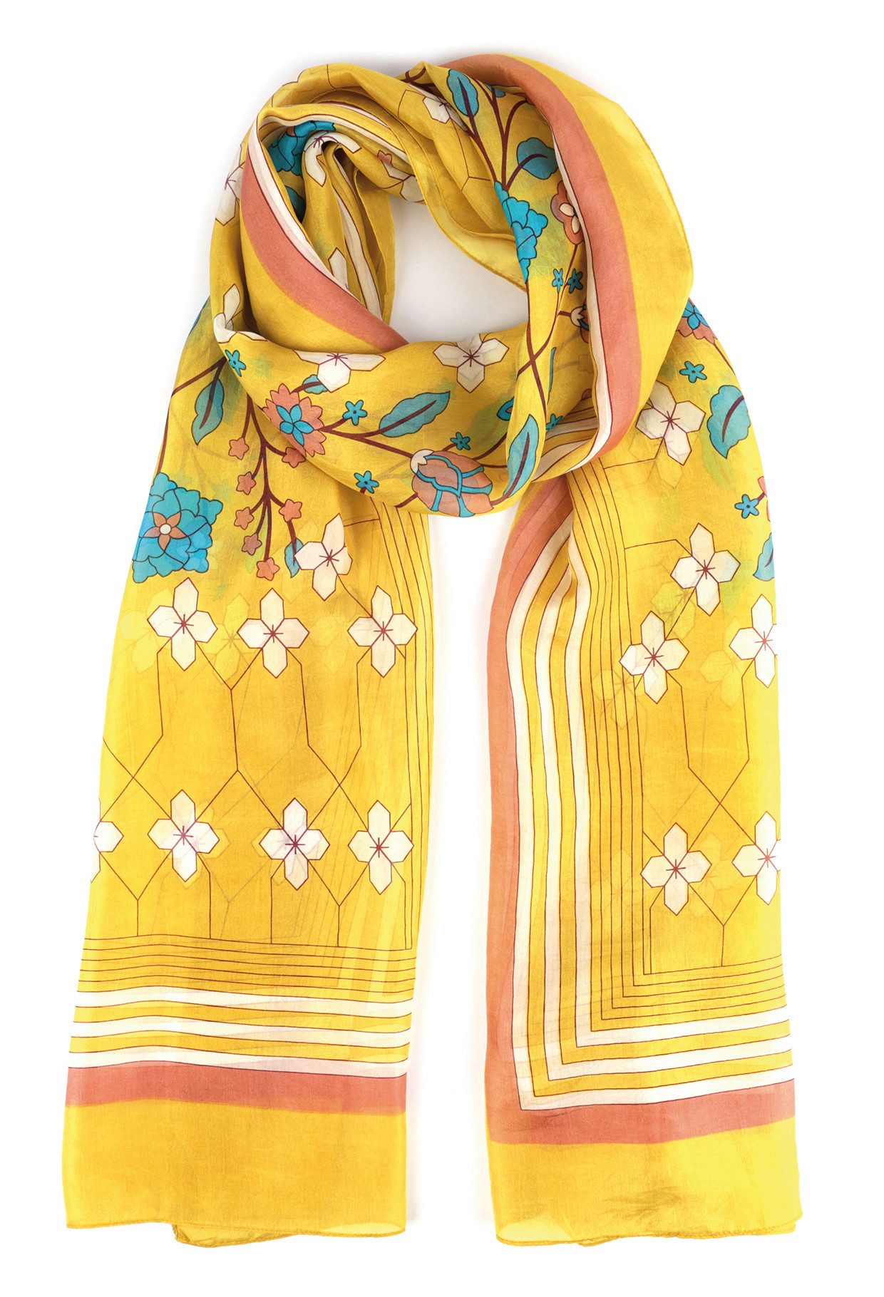 Seidenschal "Blumenranke" // multicolor