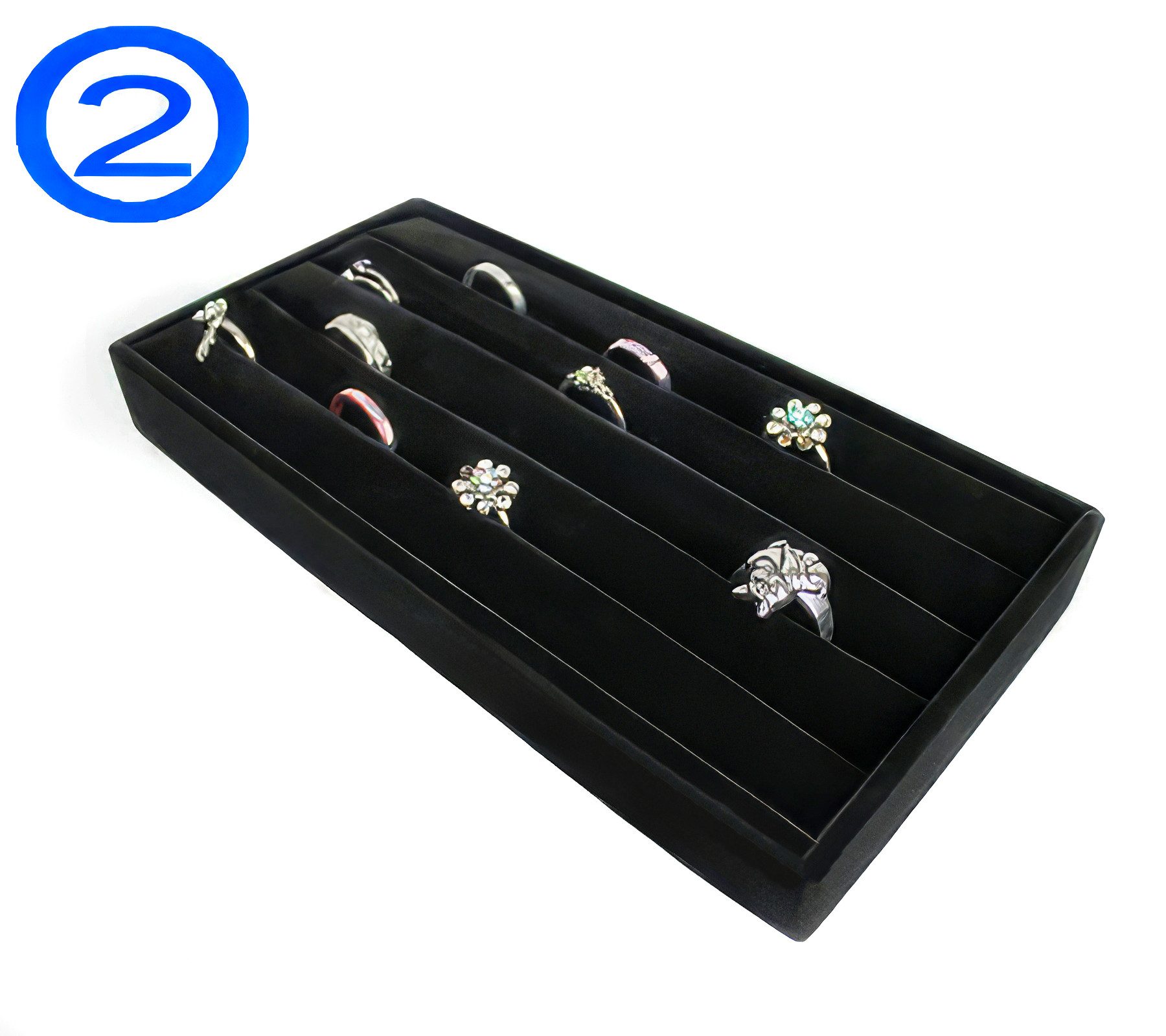 Yudu Schmuckkasten 4-teiliges Schmucktablett Set Vorlagebrett Schmuckbox Samt – Bild 5 von 5
