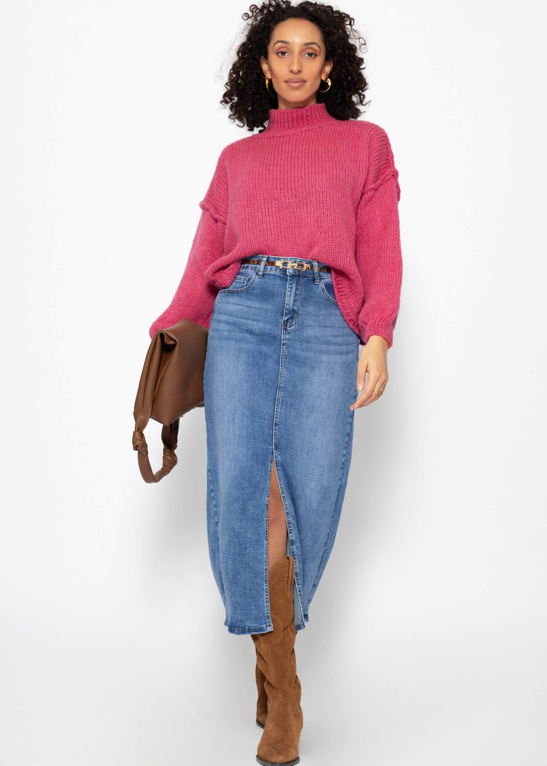 SASSYCLASSY Strickpullover Rollkragenpullover Damen mit Ziernähten günstig online kaufen