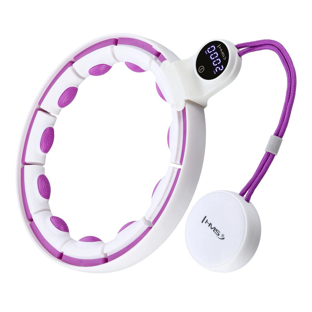 HMS Hula-Hoop-Reifen Fitnessreifen Massagereifen Bauchtrainer (Spar-Set, 1-tlg., 28-45 cm verstellbar), 32 Magnete, LCD-Zähler, USB-C-Akku, verstellbar