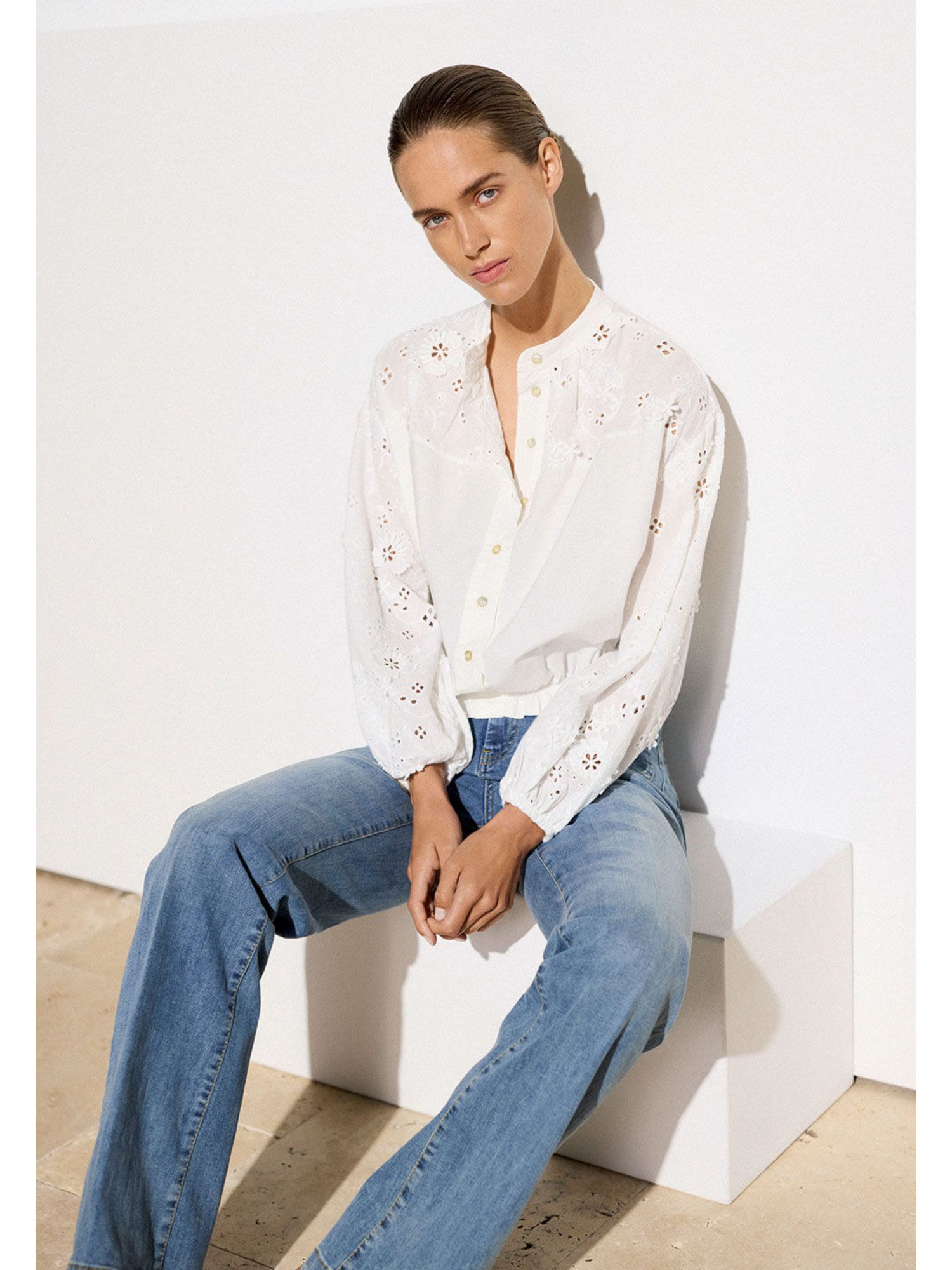 Klassische Bluse Spitzenbluse