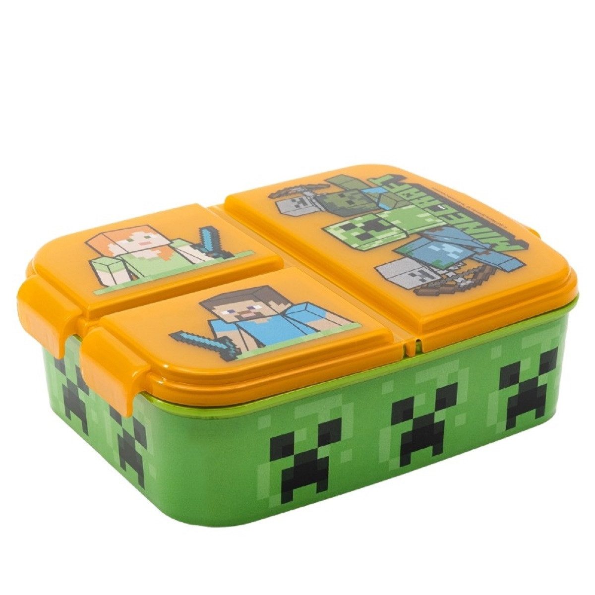 Stor Lunchbox Minecraft Kinder Brotdose – Lunchbox mit 3 Fächern & tollem Design, (Essen Aufbewahrung, 1x Deckel, 1x Brotdose), Brotdose