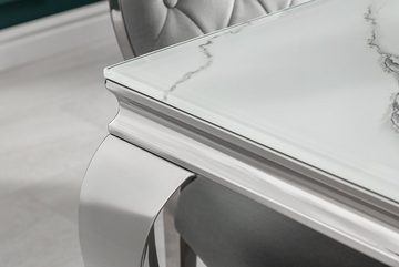 riess-ambiente Esstisch MODERN BAROCK 180cm grau / weiß (Einzelartikel, 1-St), Marmor-Design · Glasplatte · Edelstahl-Beine · bis 8 Personen