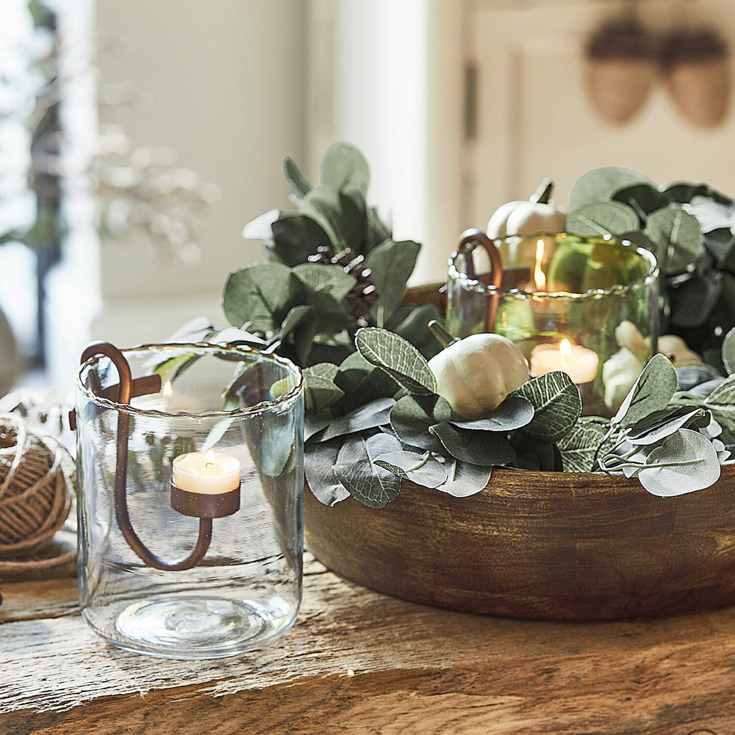 Mirabeau Windlicht Teelicht Tischdeko Weihnachten Lynn Kerzengläser Advent (2er Set, herausnehmbarer Kerzenhalterung, dekorativ & funktional), Windlicht Glas rund, klar/antikschwarz, H 15 cm, Ø 13 cm