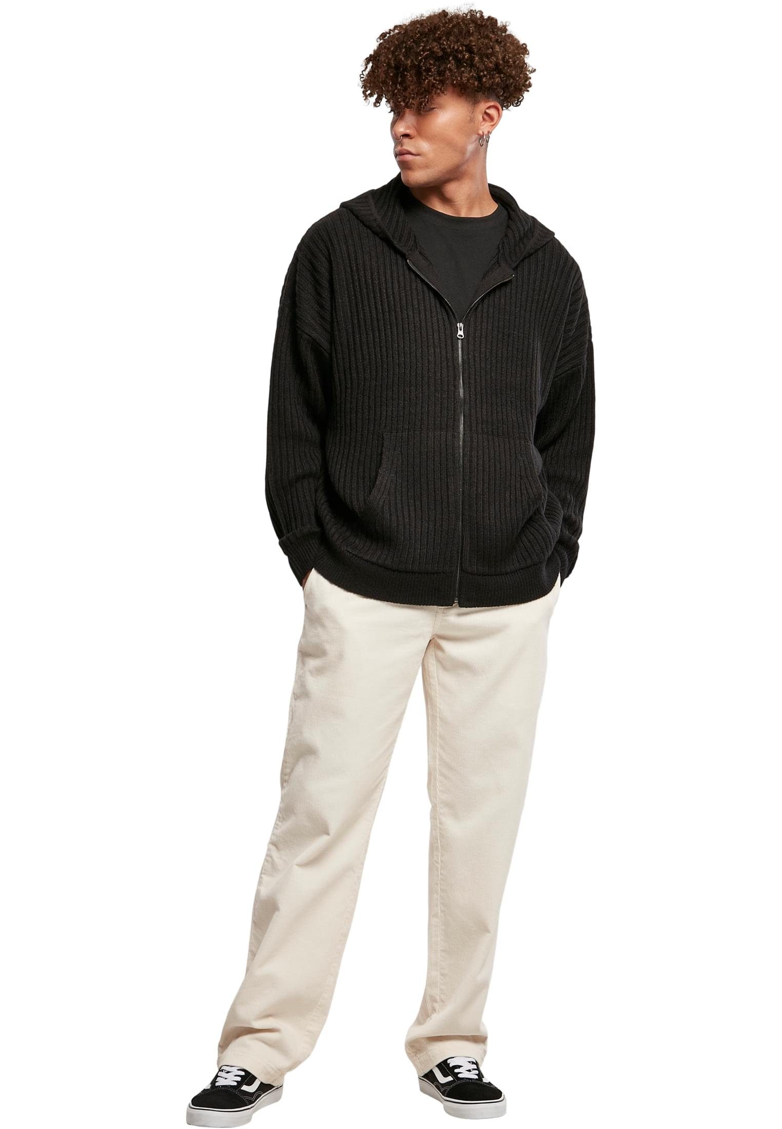 URBAN CLASSICS Sweater Herren Zip Knitted black (1-tlg) Hoody