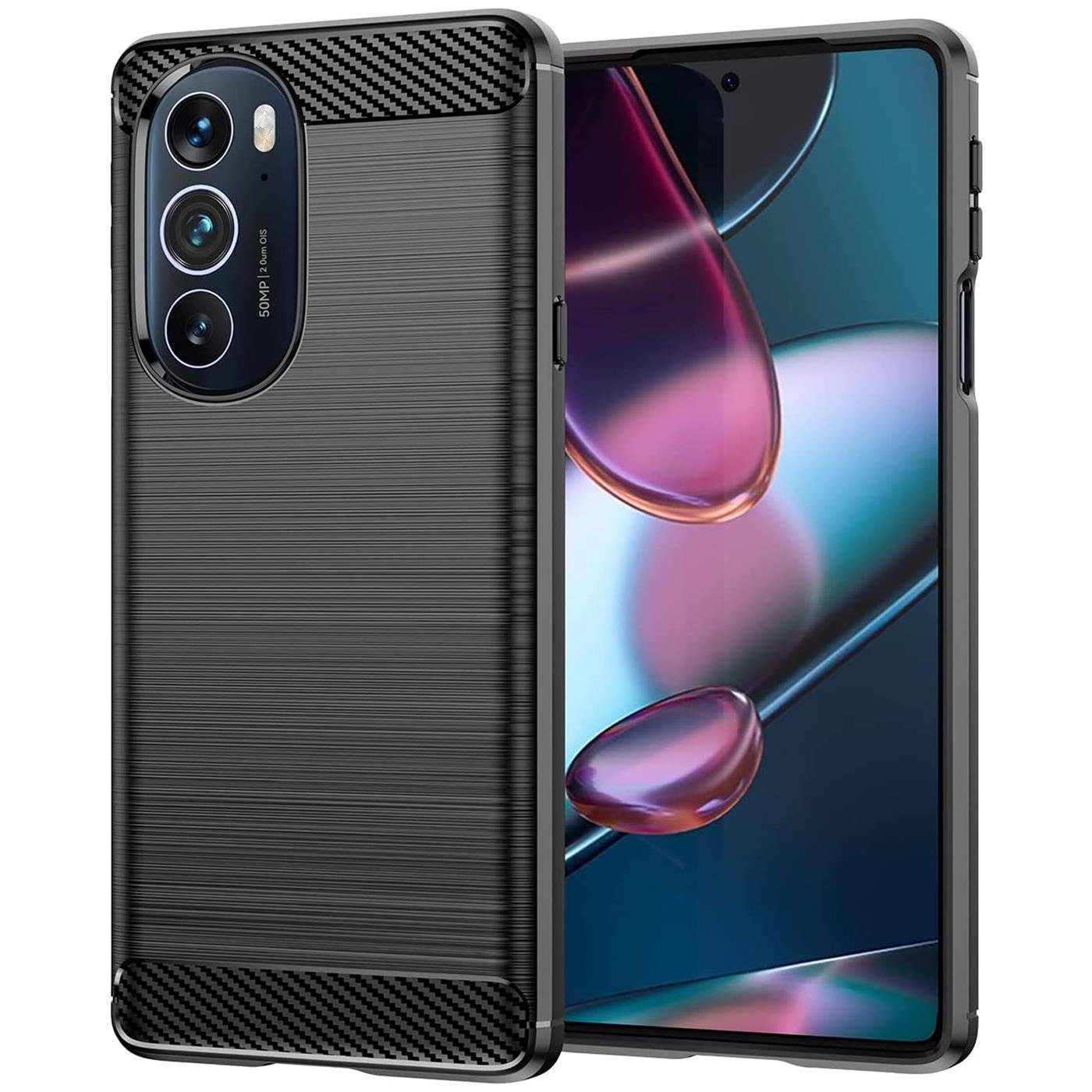 CoolGadget Handyhülle Carbon Handy Hülle für Motorola Edge 30 Pro 6,7 Zoll, robuste Telefonhülle Case Schutzhülle für Motorola Edge 30 Pro Hülle