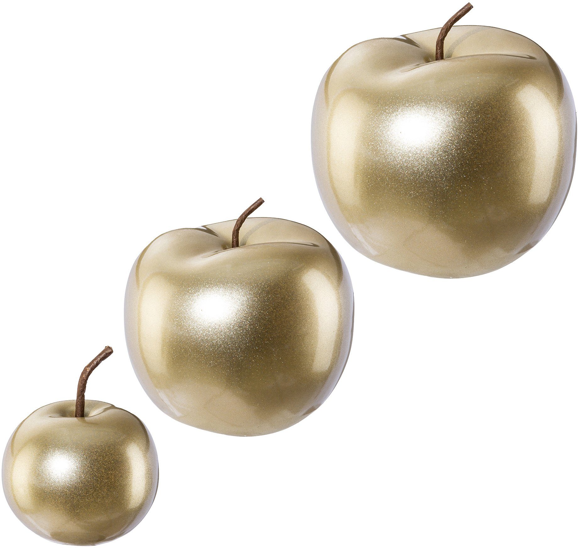 Creativ home Dekokugel Apfel Keramik aus 3 (Set, goldfarben Weihnachtsdeko St)