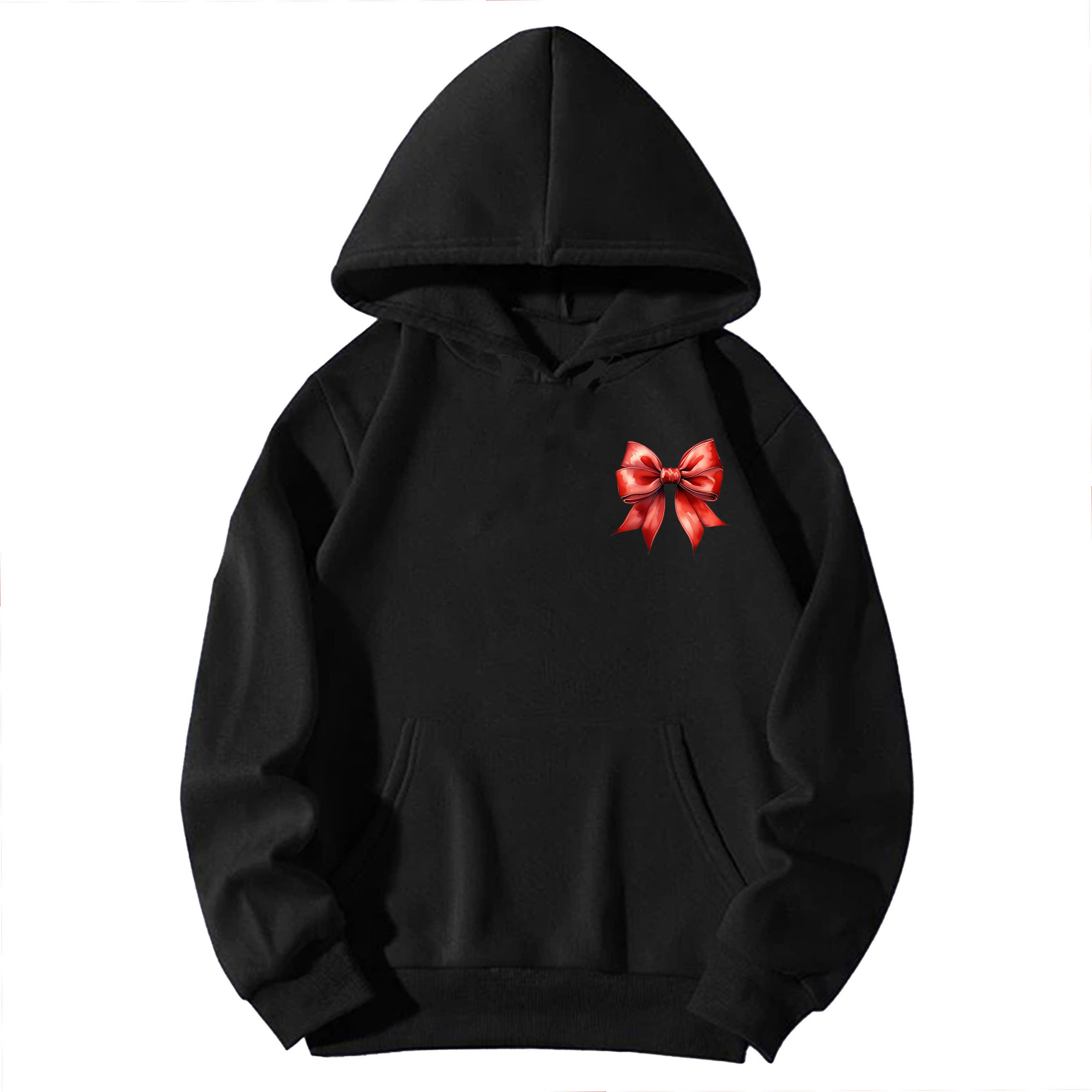 Kapuzensweatshirt Damen rote Schleife - Kapuzenpullover