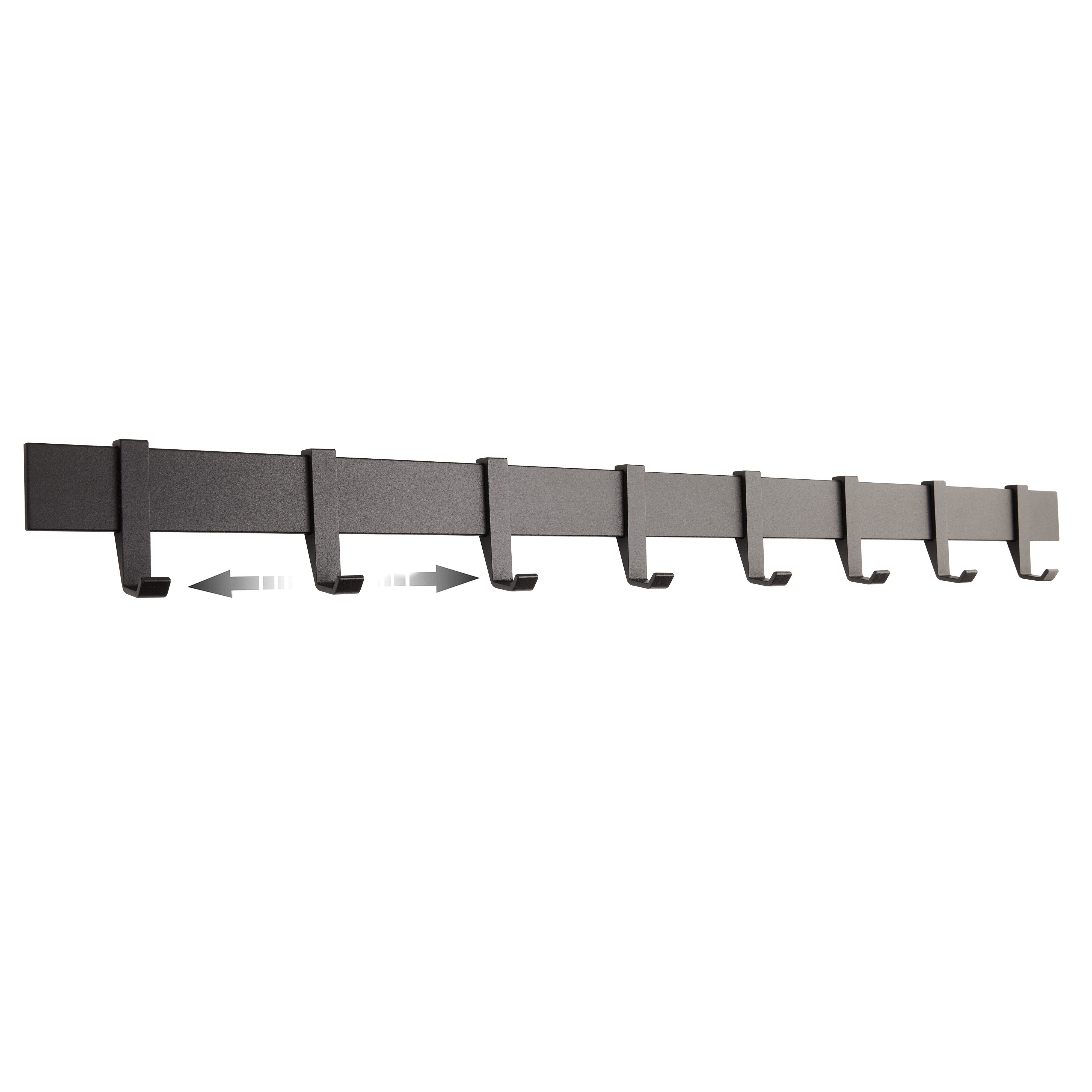 Designfabrik Hamburg Garderobenleiste, Wandgarderobe aus Metall, Garderobenhaken modern, verschiebbare Haken, schwebende Optik