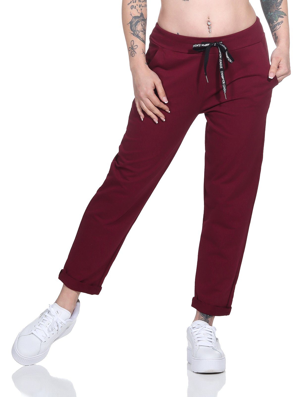Sweatpants Klassische Damen Jogginghose bequeme Haushose mit Schnürung