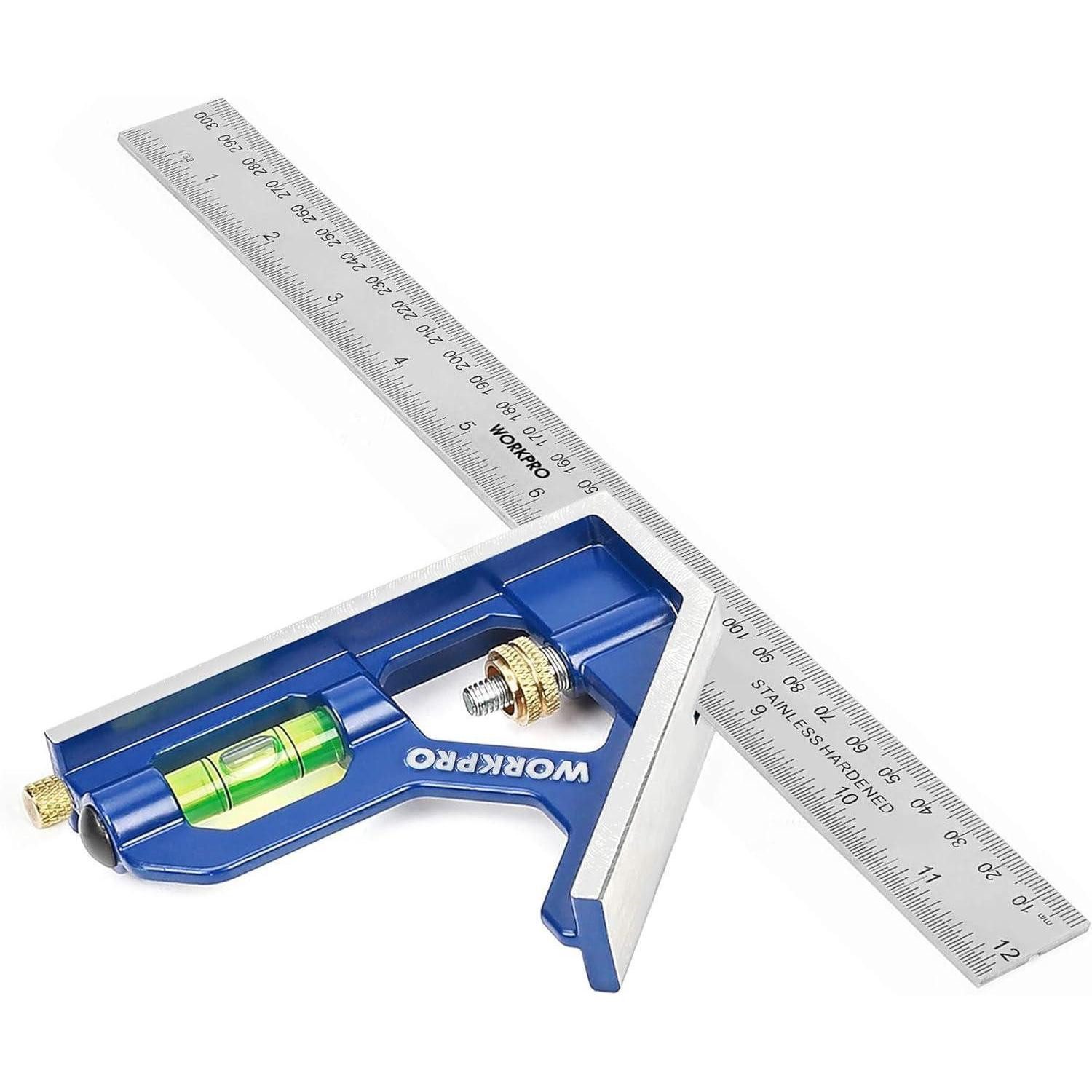 LuxusKollektion Winkelmesser Kombinationswinkel 300mm Anschlagwinkel Universalwinkel Wasserwaage, L:32 cm