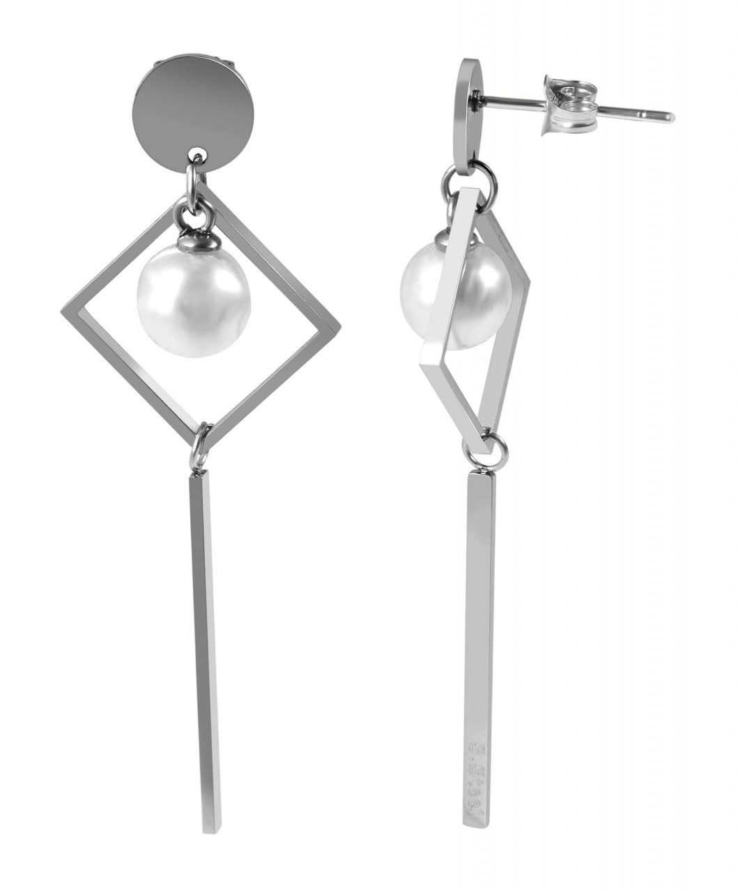 Paar Ohrhänger Damen Ohrstecker aus Edelstahl und Perle