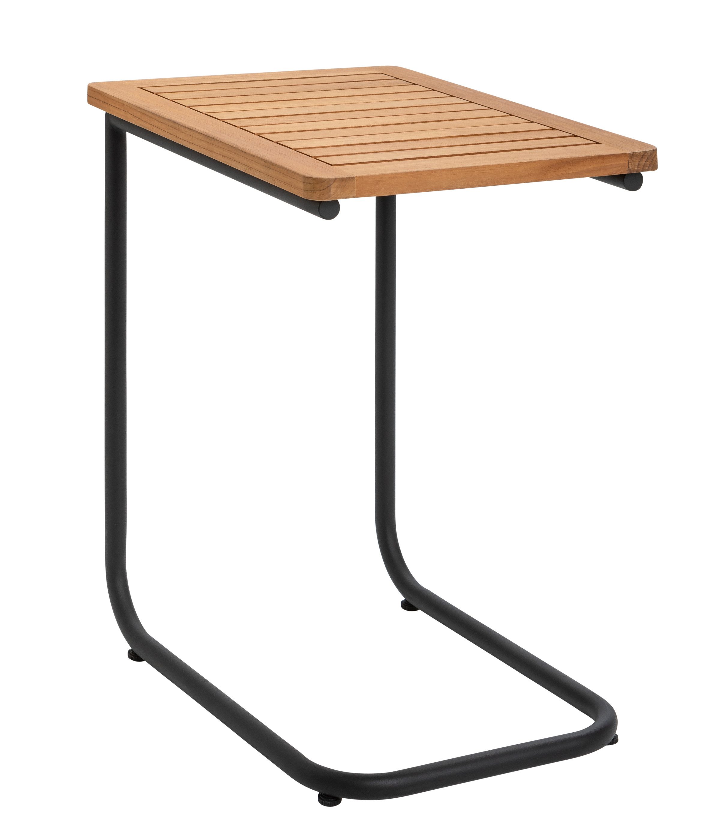 Dehner Balkonset Beistelltisch Milo, 55 x 47 x 35 cm, schwarz/braun, praktischer Outdoor-Tisch aus FSC®-zertifiziertem Teakholz und Zink