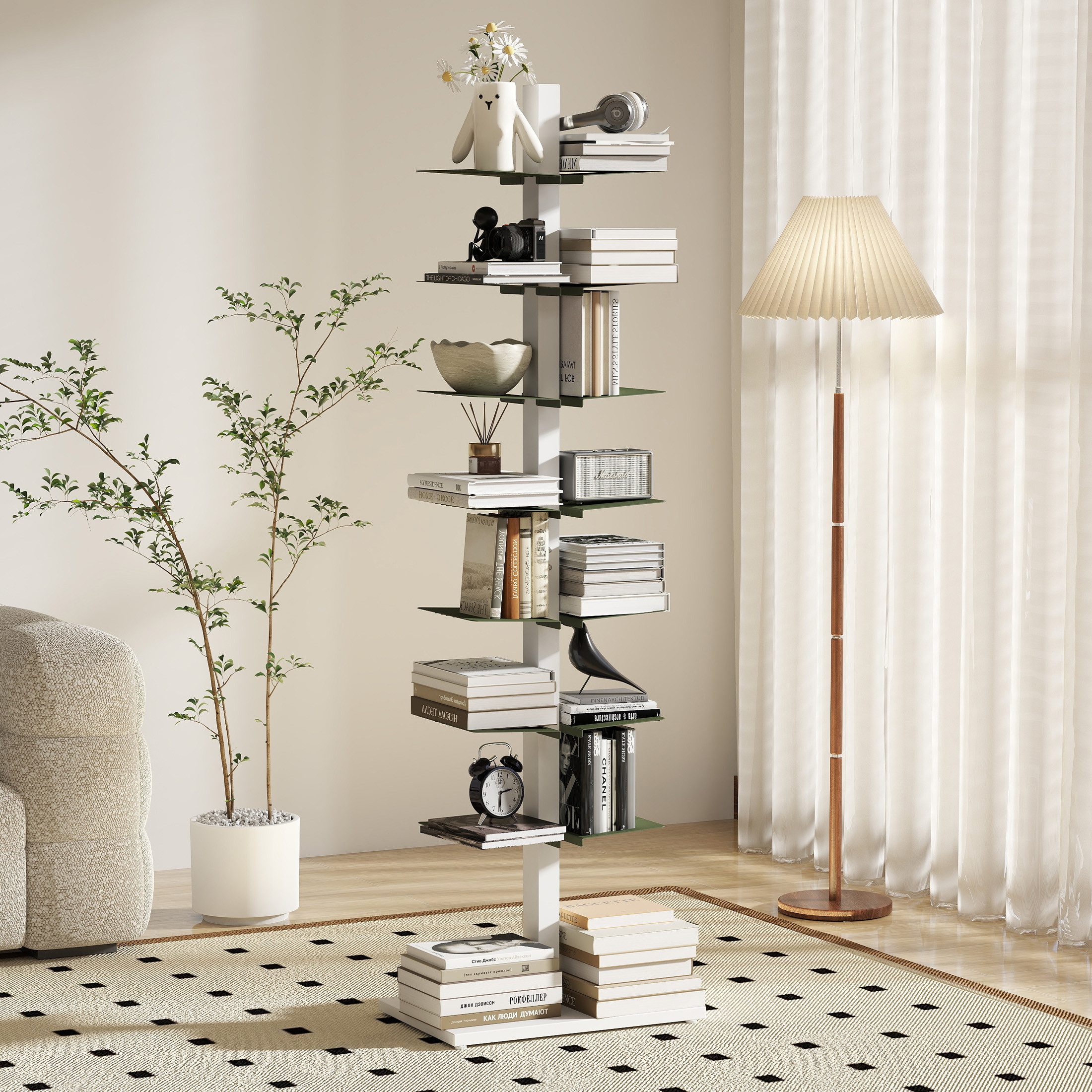 Fanttik Bücherregal CD Regal mit 14 Ebenen, Kohlenstoffstahl Standregal Bür günstig online kaufen