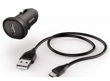 Hama KFZ Lader USB Picco Ladegerät Micro-USB-Kabel 12V Smartphone-Ladegerät (Flach, passend für PKW-Bordnetz)