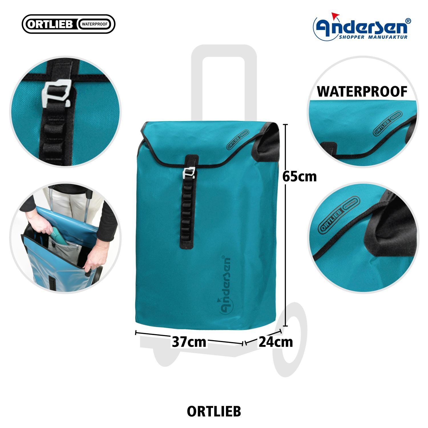 Andersen Einkaufstrolley Andersen Einkaufstrolley Tasche Ortlieb petrol