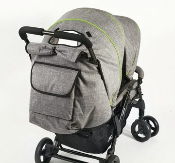 CHIC4BABY Geschwisterwagen Duo, jeans grey, mit herausnehmbarer Tragetasche; Kinderwagen