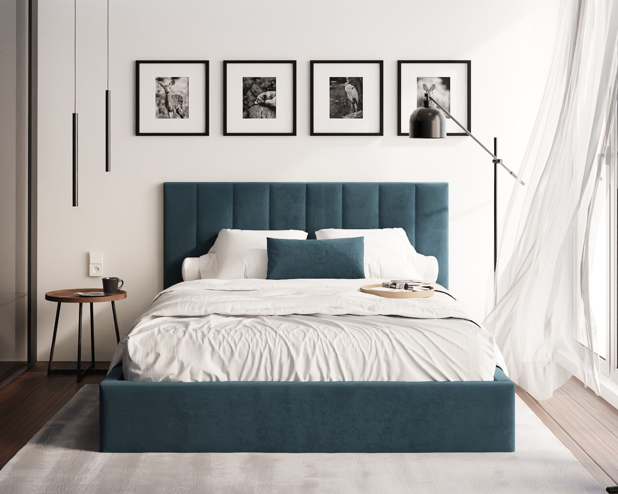 thematys Polsterbett 120x200–180x200 cm – Samt Velours Bett mit Bettkasten & Lattenrost (Optional mit 23 cm Taschenfederkern-Matratze H2, hydraulisches Stauraumbett)