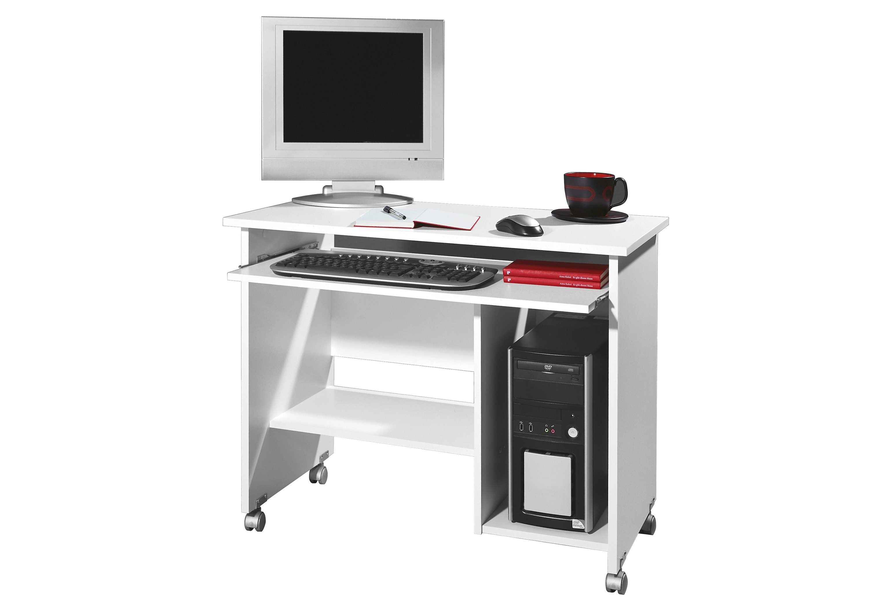 GERMANIA Computertisch / weiß Auszug Office 0486, Tastatur Computertisch das geeignet, mit 0482 für Home