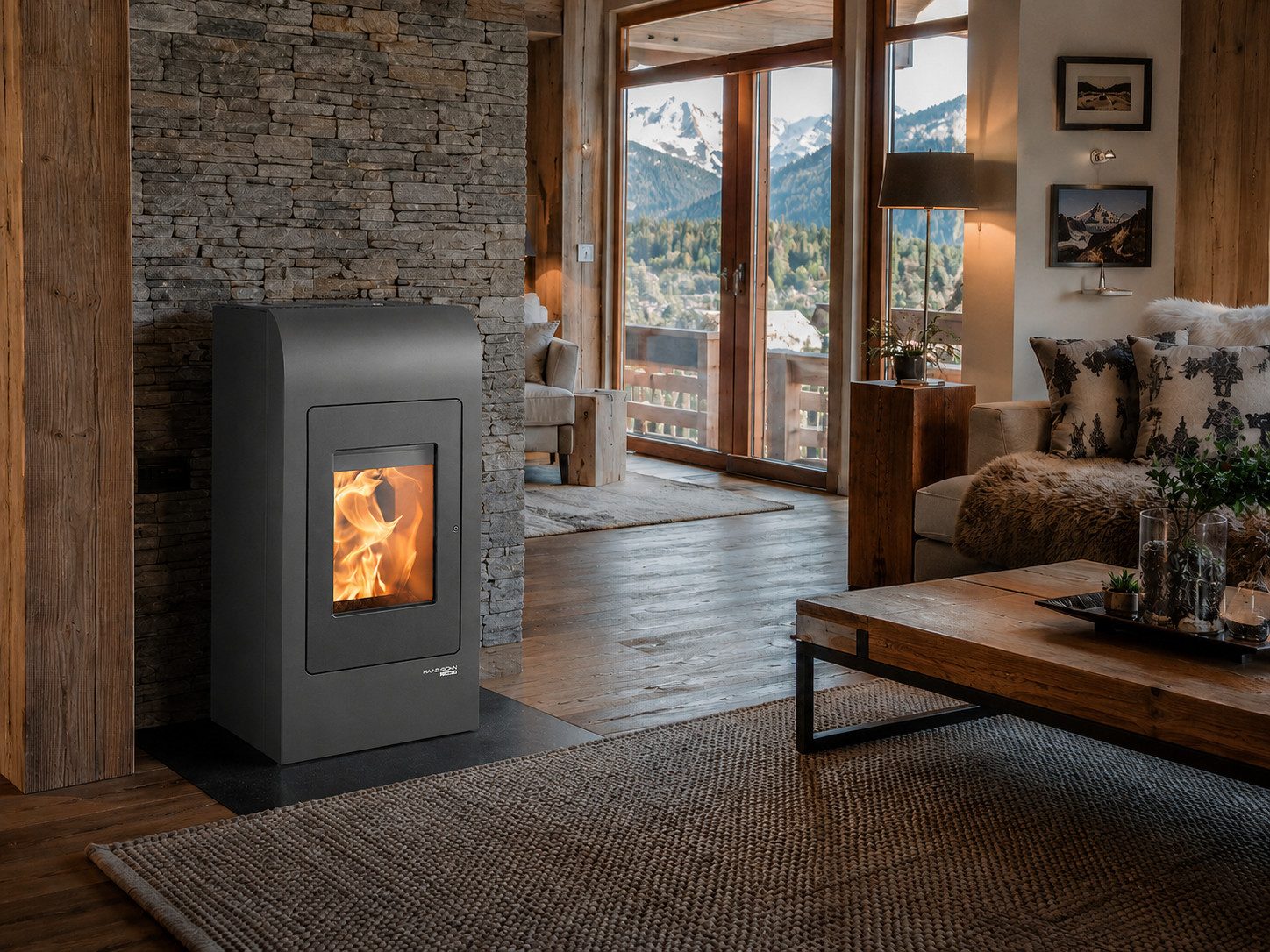 Haas + Sohn Pelletofen HSP 2 MOONLIGHT, Exklusiv, Lieferung bis ins Wohnzimmer, 8,6 kW, Zeitbrand, NEU in der Farbe Moonlight grau