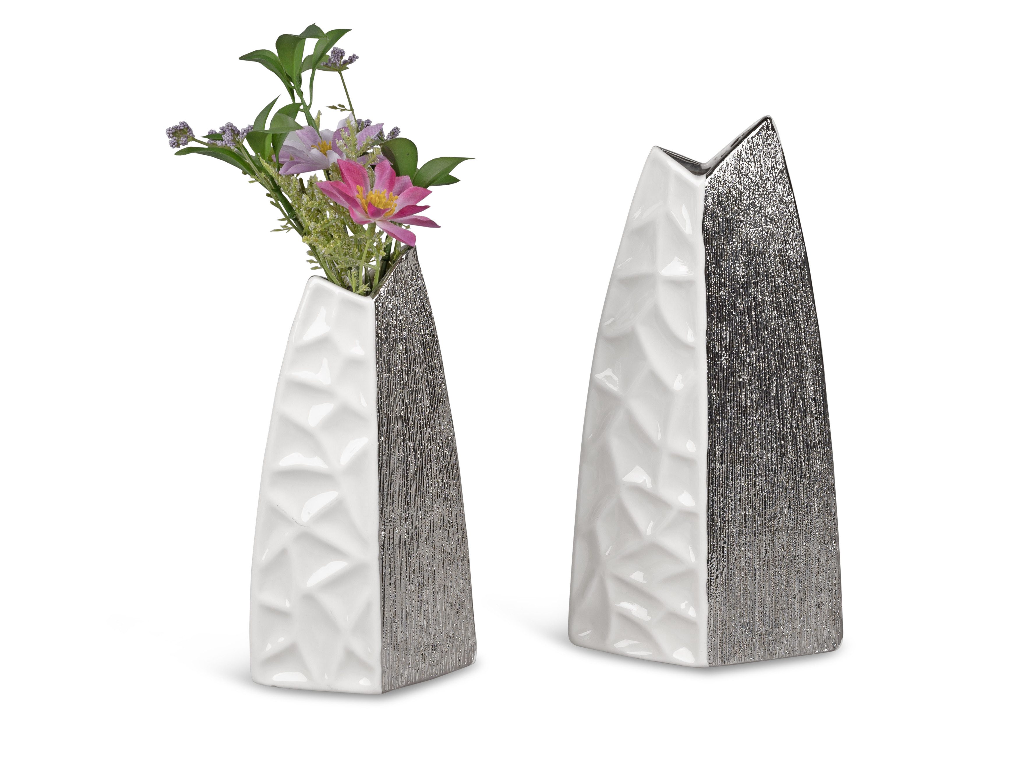 formano Tischvase Tischvase White Silver Relief, günstig online kaufen