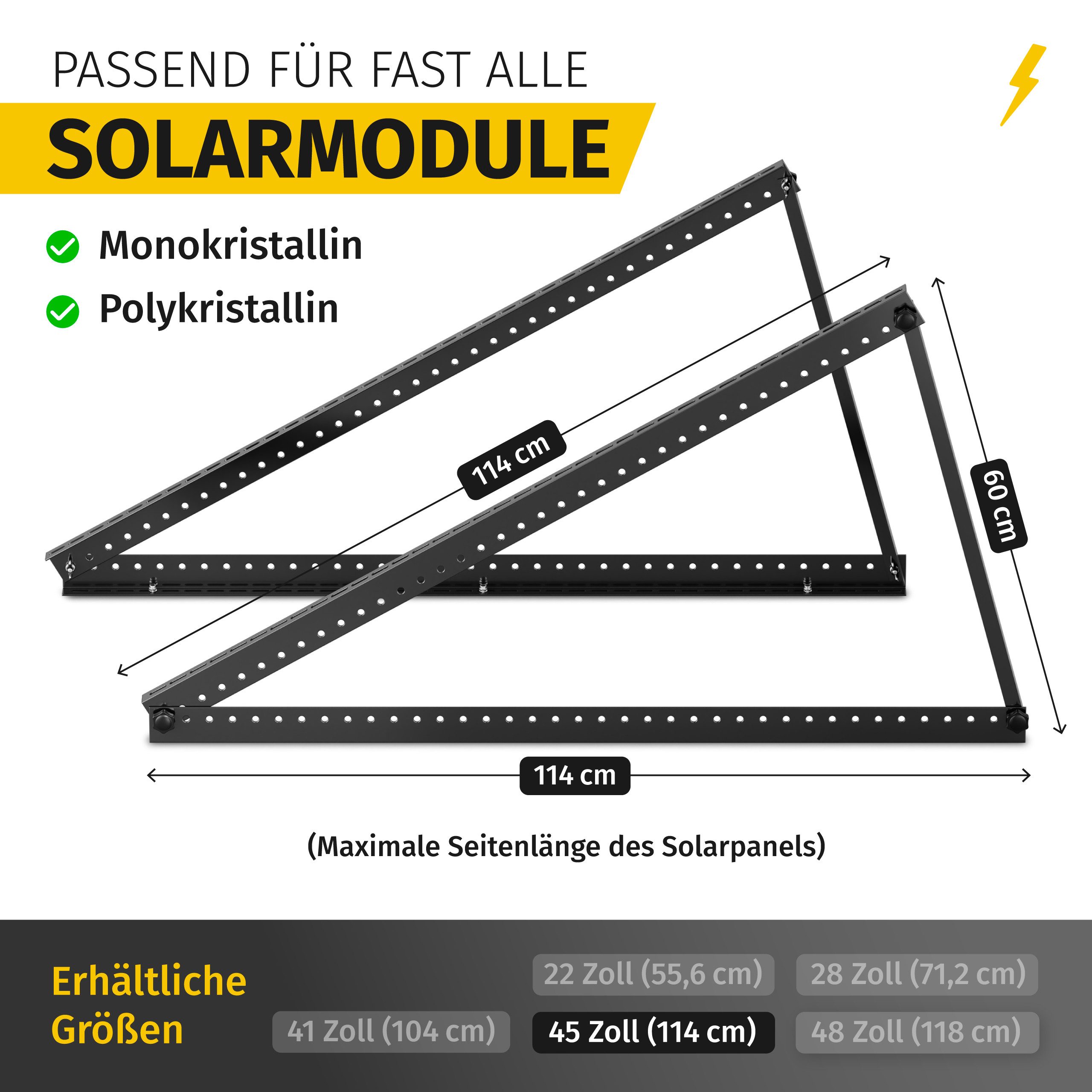 avoltik Solarmodul-Halterung Solarmodul Halterung für Flachdach Wand 0°-90° Alu Aufständerung, (Solarmodul Halterung für Flachdach Wand 0°-90° Alu Aufständerung – Bild 4 von 5