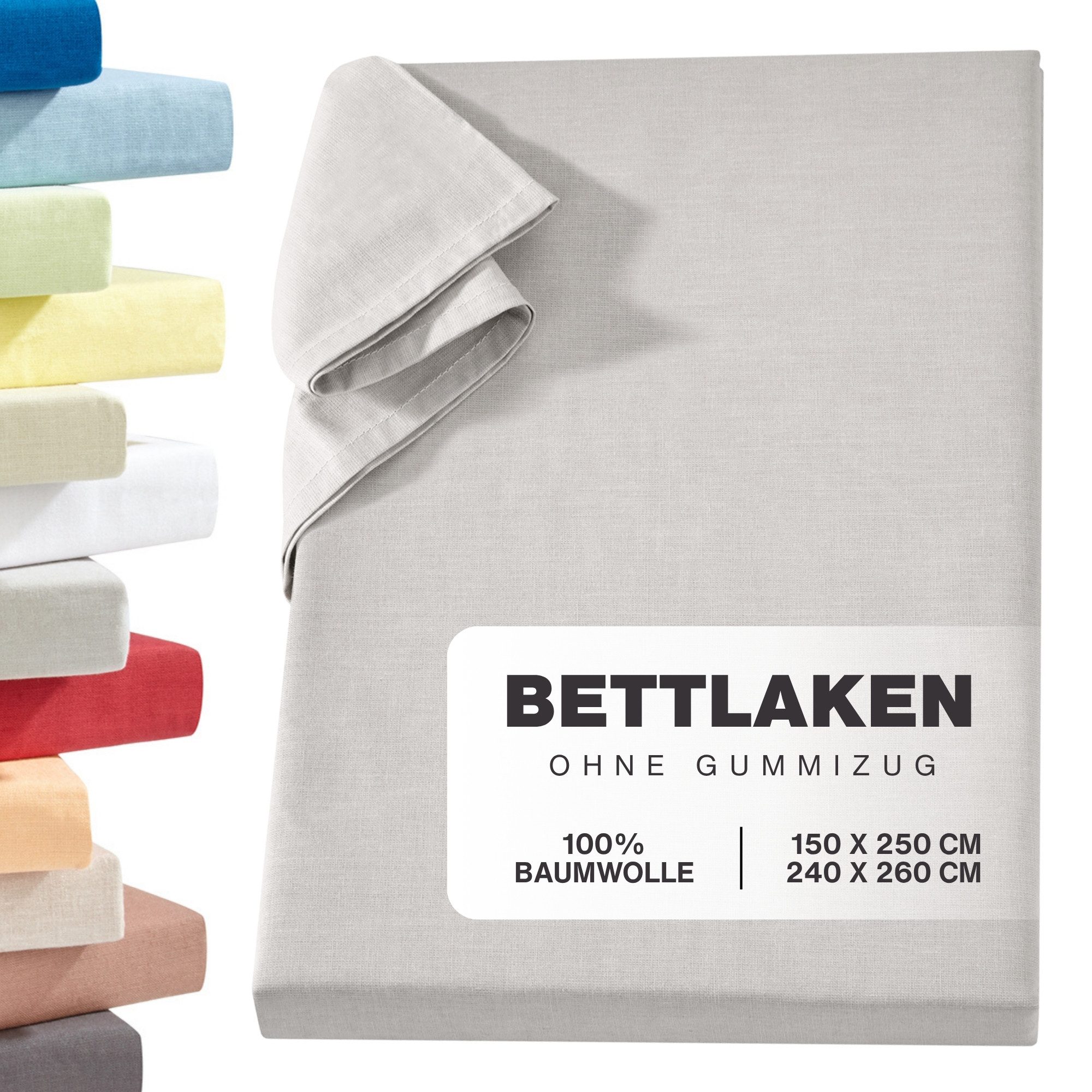 Carpe Sonno Betttuch Linon Haustuch Bettlaken ohne Gummizug Baumwolle Leintuch Laken Decke, Baumwolle, Gummizug: ohne, (1 Stück), Überwurf Bett Sofa Sessel Couch leichte Sommer Bettdecke 150x250
